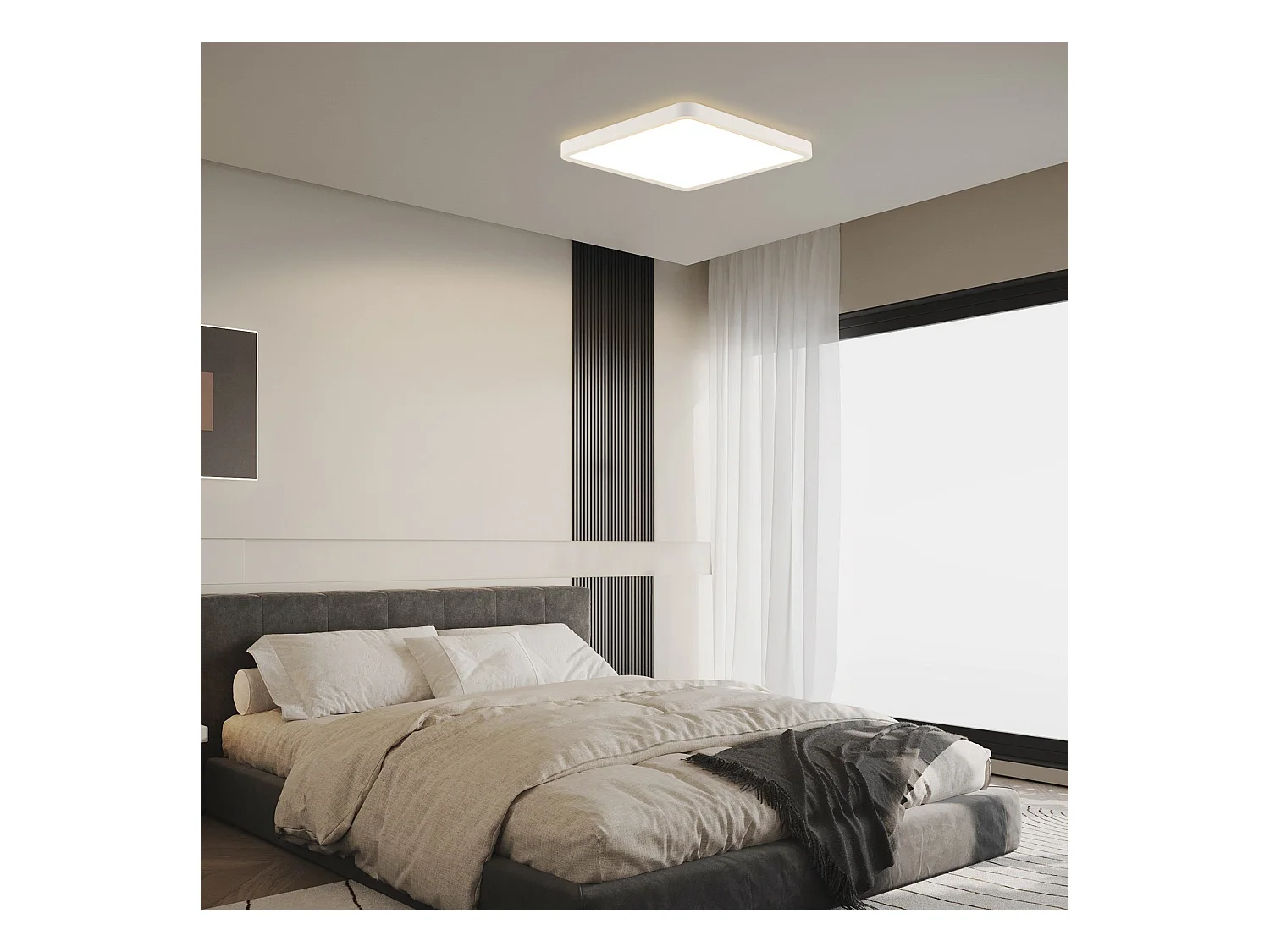 NETTLIFE Plafonnier LED 23W lampe de chambre IP44 blanc chaud 23cm lampe de cuisine lampe de salle de bain carrée lampe de couloir pour cuisine