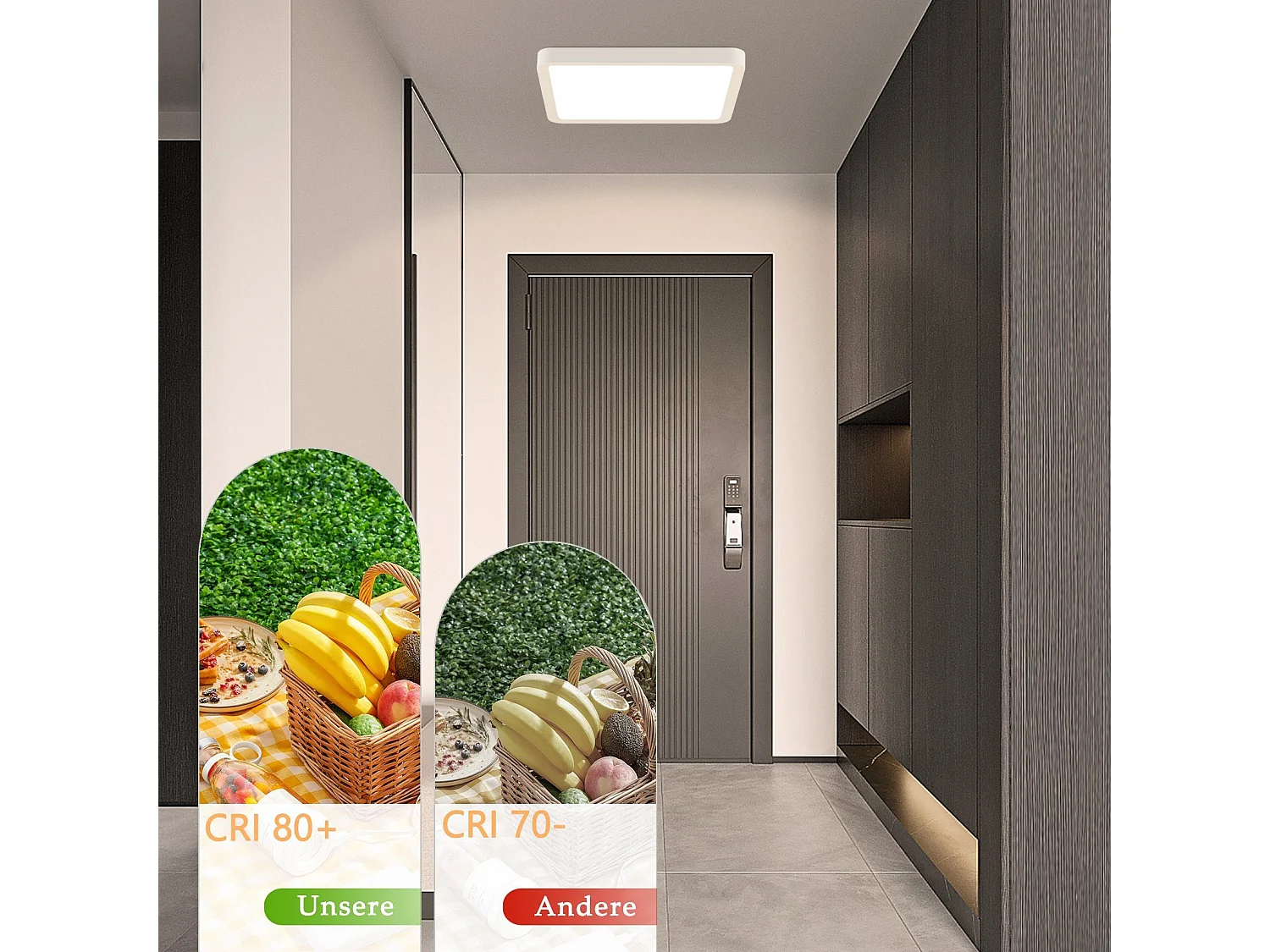 NETTLIFE Plafonnier LED 23W lampe de chambre IP44 blanc chaud 23cm lampe de cuisine lampe de salle de bain carrée lampe de couloir pour cuisine