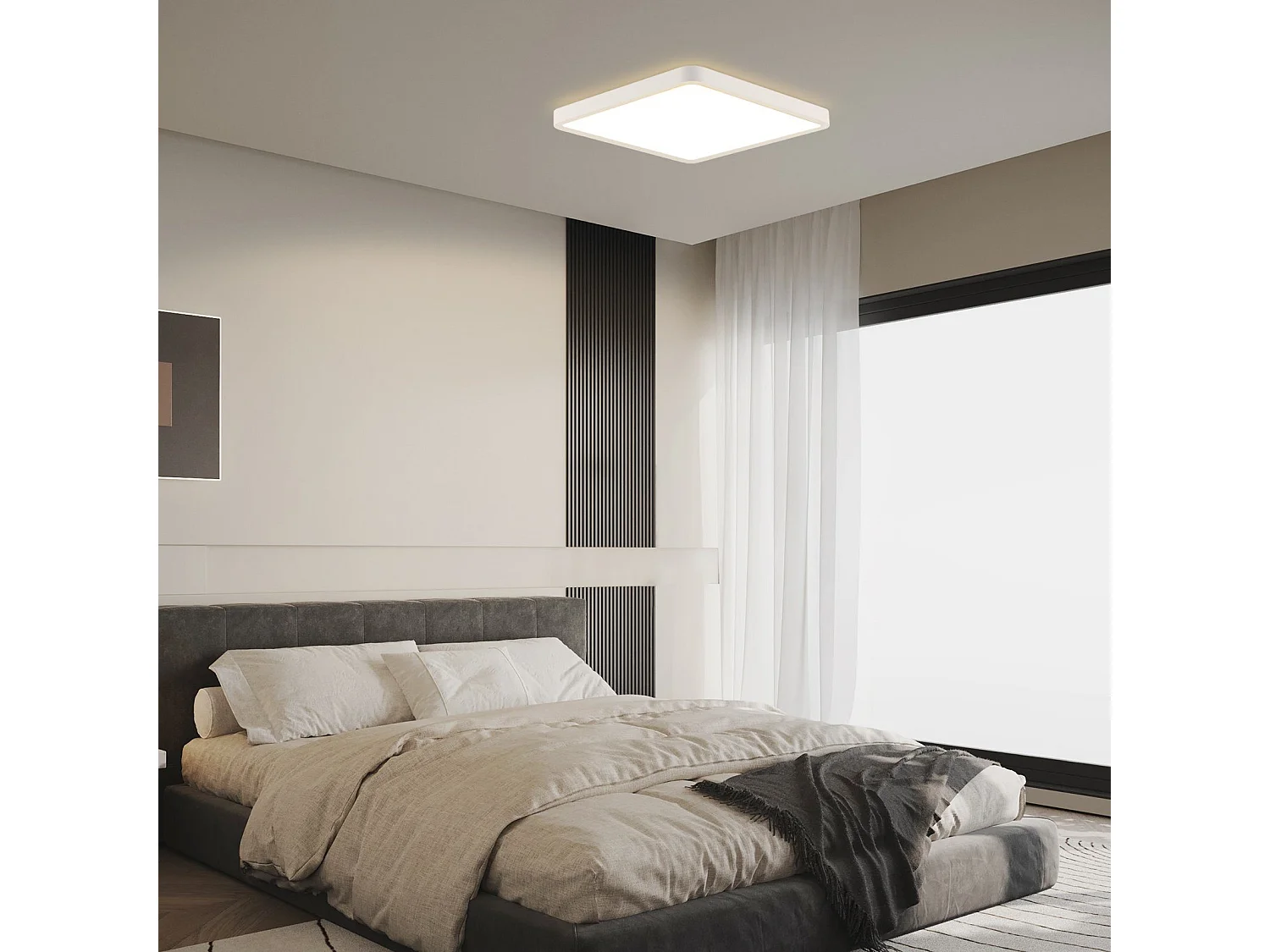 NETTLIFE Plafonnier LED 23W lampe de chambre IP44 blanc chaud 23cm lampe de cuisine lampe de salle de bain carrée lampe de couloir pour cuisine