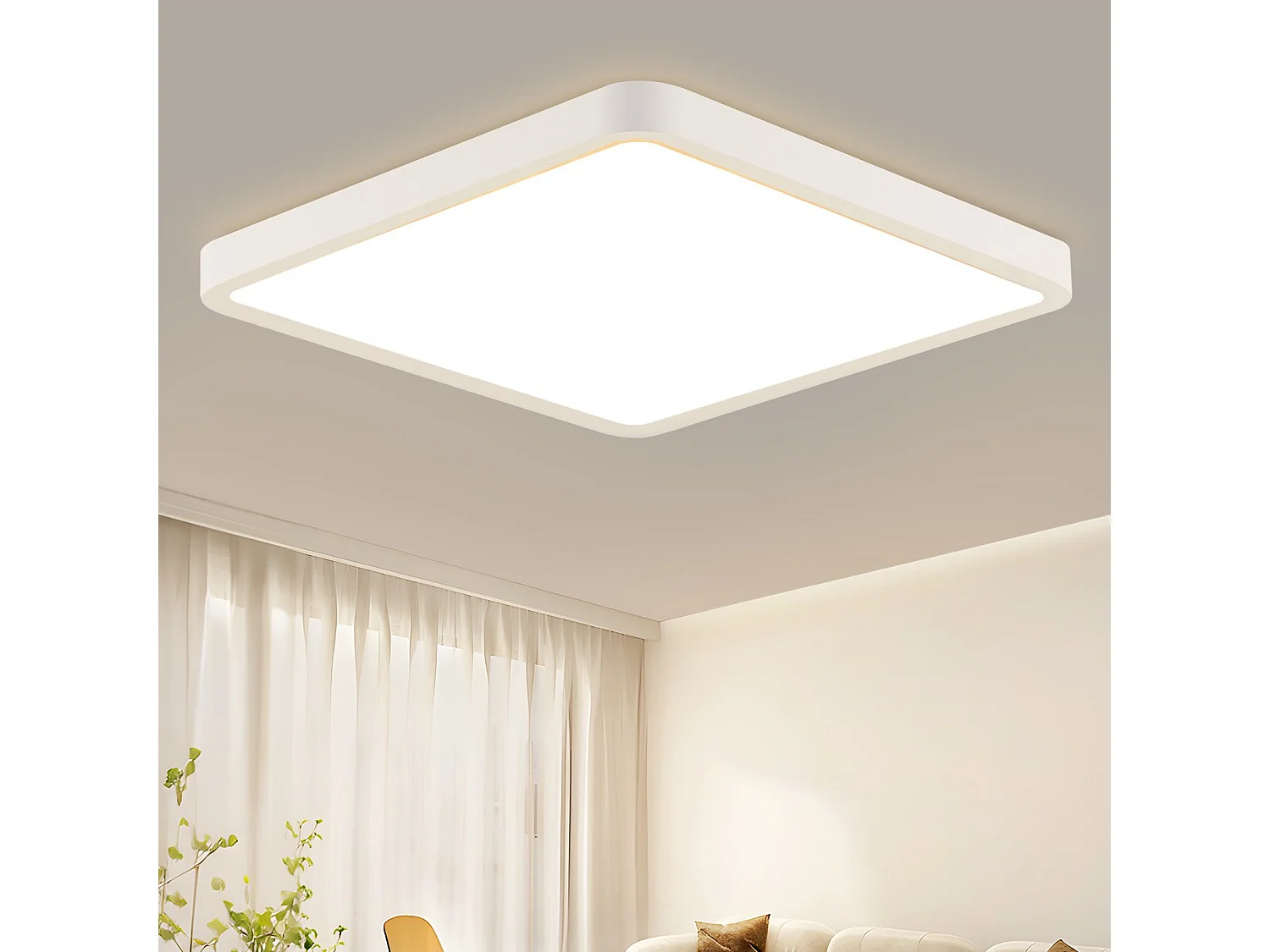 NETTLIFE Plafonnier LED 23W lampe de chambre IP44 blanc chaud 23cm lampe de cuisine lampe de salle de bain carrée lampe de couloir pour cuisine