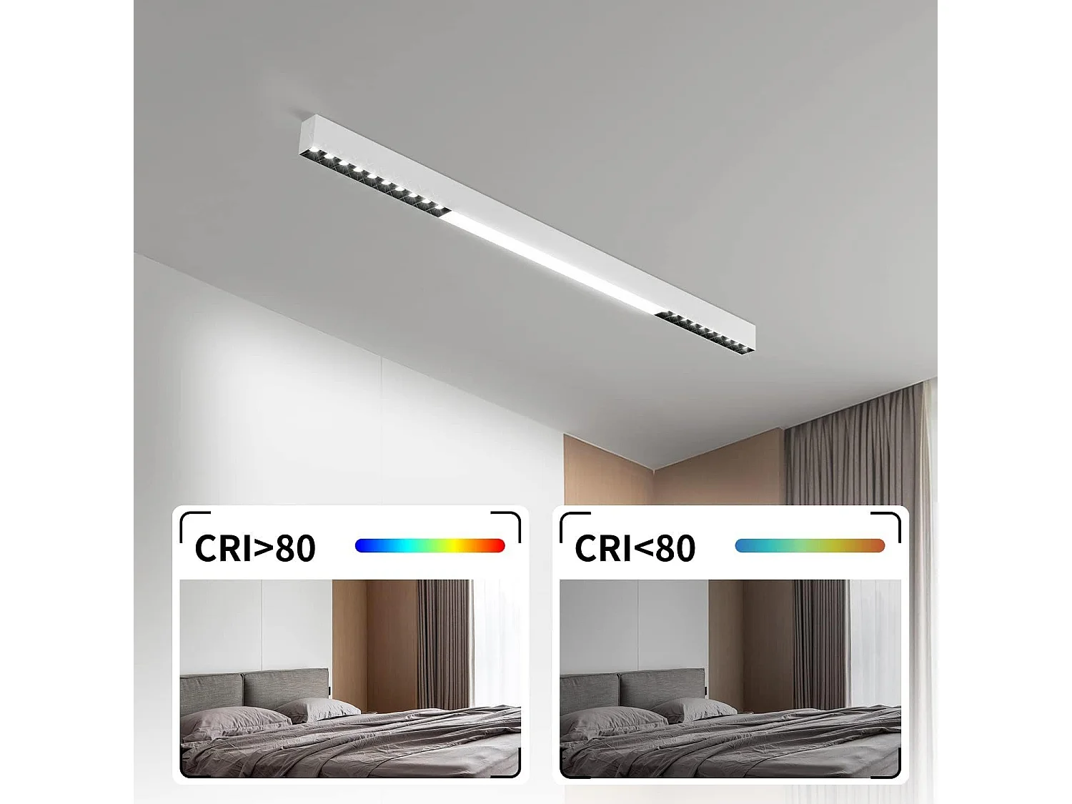 NETTLIFE Plafonnier LED Blanc 32W Lampe de Salon Moderne Dimmable avec Télécommande Longue Lampe de Bureau 107CM pour Cuisine Chambre