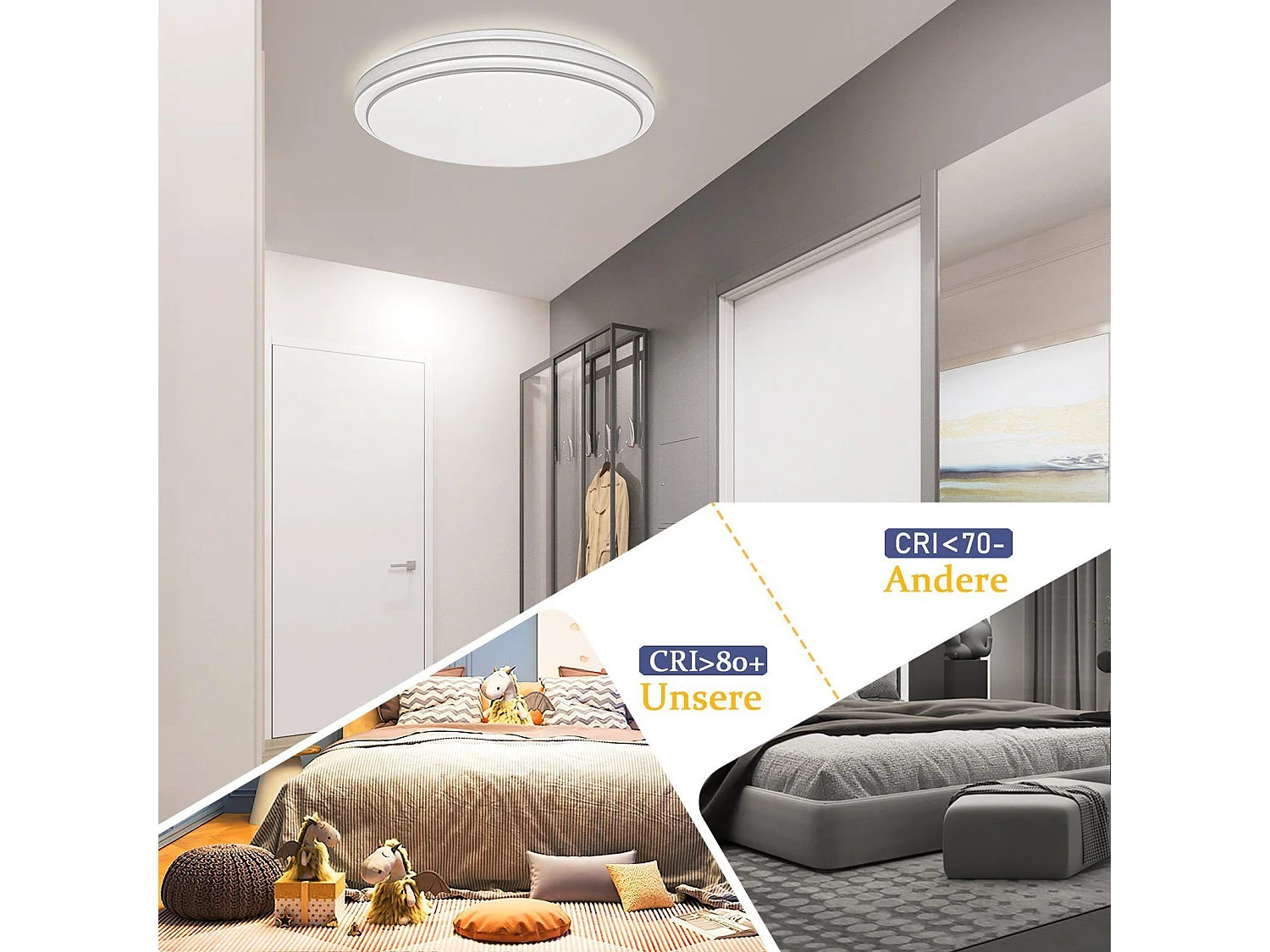 NETTLIFE LED Plafondlamp - rond - zilver - modern - 23W - dimbaar slaapkamerlamp met afstandsbediening - 27cm sterrenhemel hallamp - voor woonkamer | hal | keuken