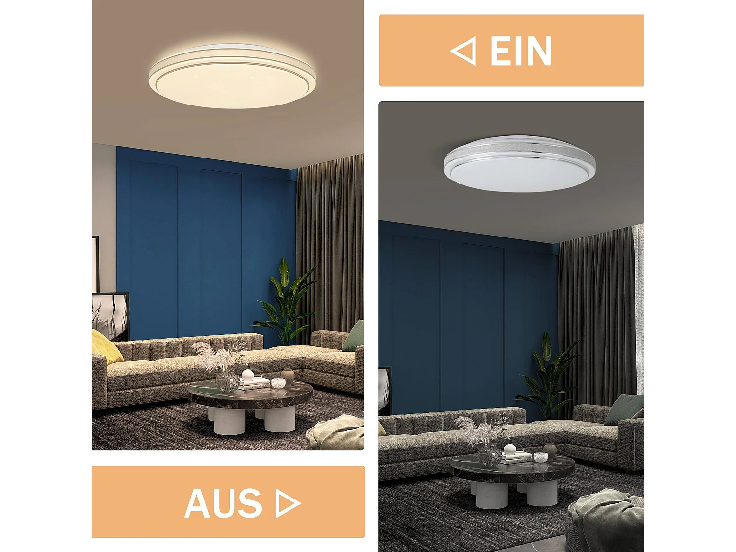 NETTLIFE LED Plafondlamp - rond - zilver - modern - 23W - dimbaar slaapkamerlamp met afstandsbediening - 27cm sterrenhemel hallamp - voor woonkamer | hal | keuken