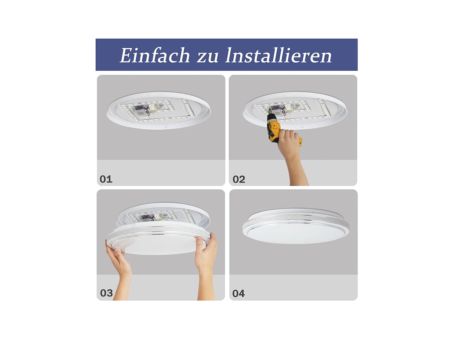 NETTLIFE LED Plafondlamp - rond - zilver - modern - 23W - dimbaar slaapkamerlamp met afstandsbediening - 27cm sterrenhemel hallamp - voor woonkamer | hal | keuken