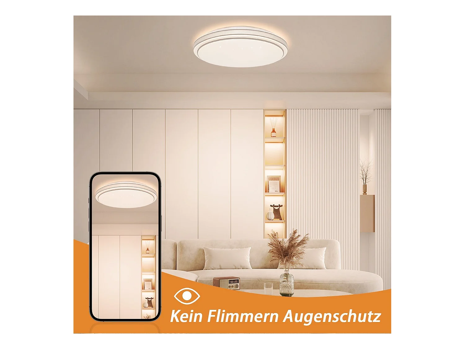 NETTLIFE LED Plafondlamp - rond - zilver - modern - 23W - dimbaar slaapkamerlamp met afstandsbediening - 27cm sterrenhemel hallamp - voor woonkamer | hal | keuken