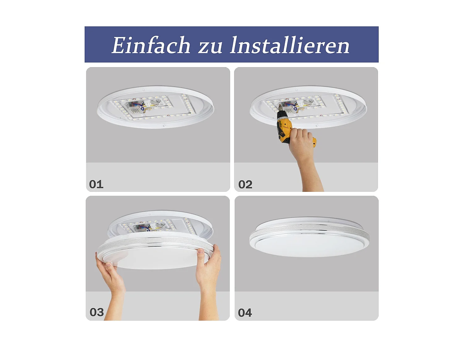 NETTLIFE Plafonnier LED Ronde Moderne 23W dimmable lampe de chambre avec télécommande 27cm lampe de ciel étoilé lampe de cuisine pour salon