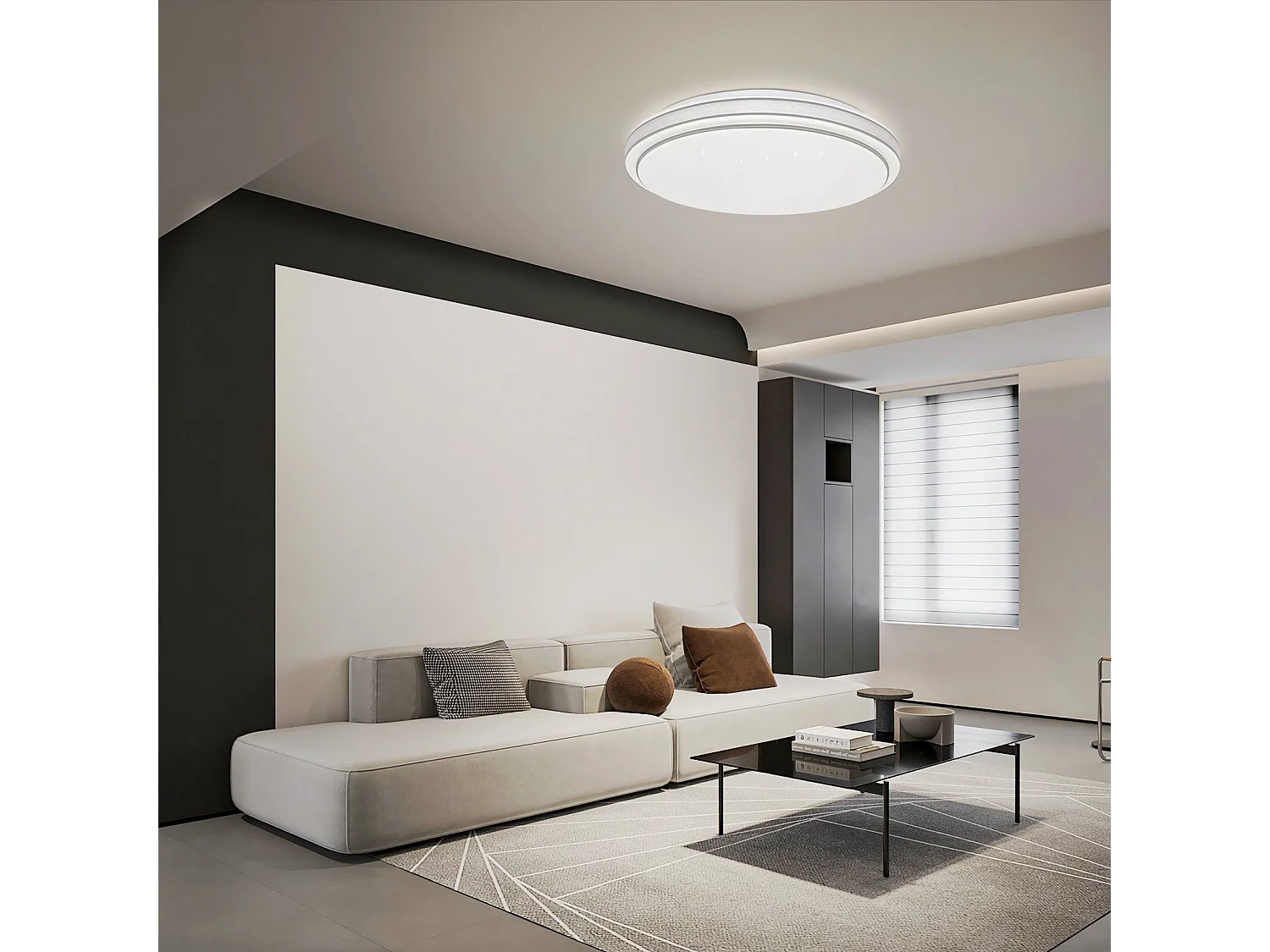 NETTLIFE Plafonnier LED Ronde Moderne 23W dimmable lampe de chambre avec télécommande 27cm lampe de ciel étoilé lampe de cuisine pour salon