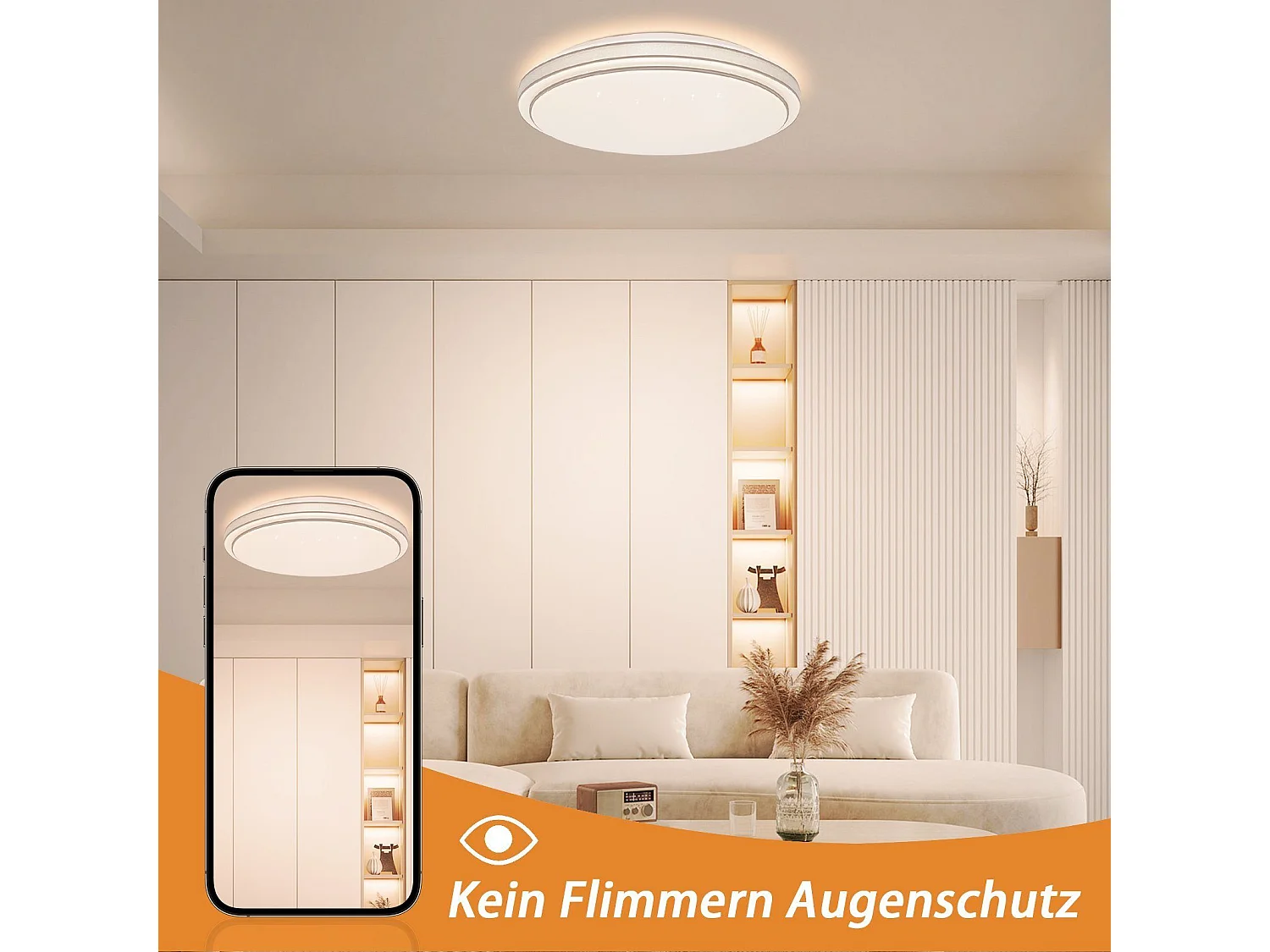 NETTLIFE LED Plafondlamp - rond - zilver - modern - 23W - dimbaar slaapkamerlamp met afstandsbediening - 27cm sterrenhemel hallamp - voor woonkamer | hal | keuken