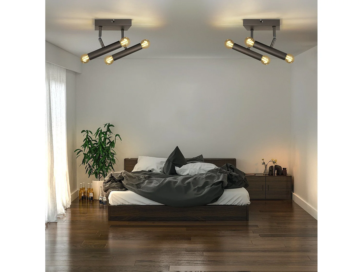 NETTLIFE Lámpara de Techo E14 Vintage Gris Giratoria Interior Lámpara de Pared de Metal para Pasillo, Salón, Dormitorio - Sin Bombilla