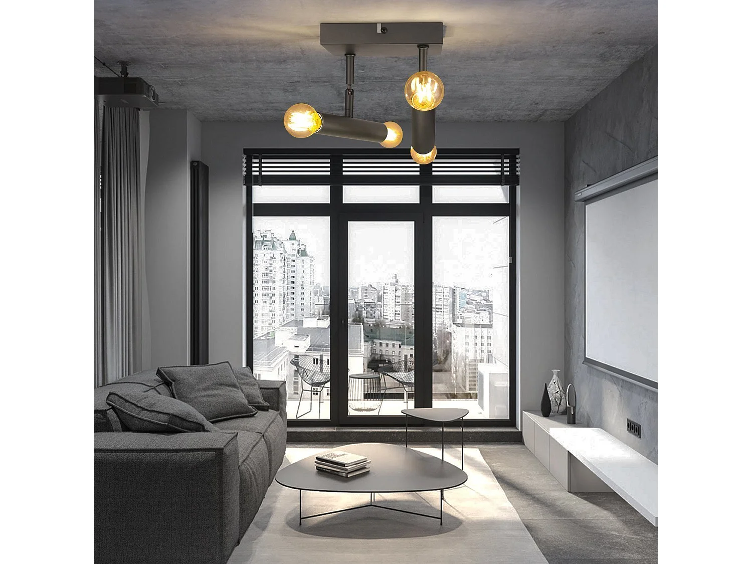 NETTLIFE Plafonnier E14 Vintage Gris pivotant intérieur Applique murale en métal pour couloir, salon, chambre à coucher - sans ampoule