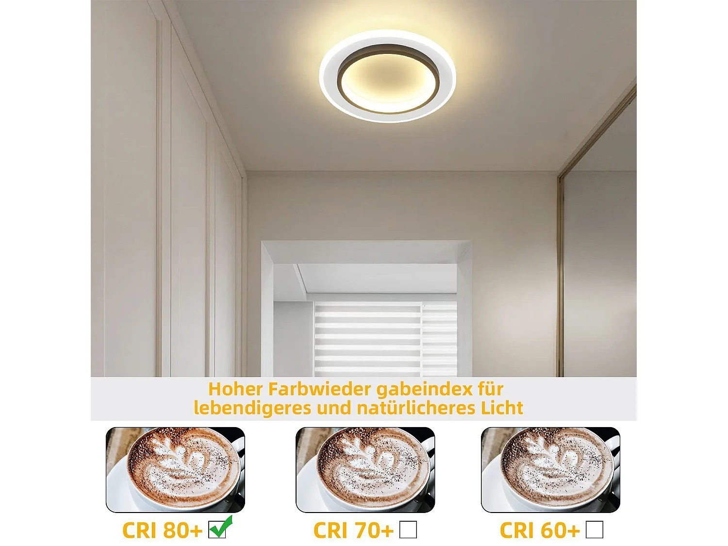 NETTLIFE Plafondlamp LED - rond - Wit en Zwart - 23.5cm - 3000K Warm Wit Licht - Moderne Slaapkamerverlichting - voor Keuken | Woonkamer | Hotel - 14W