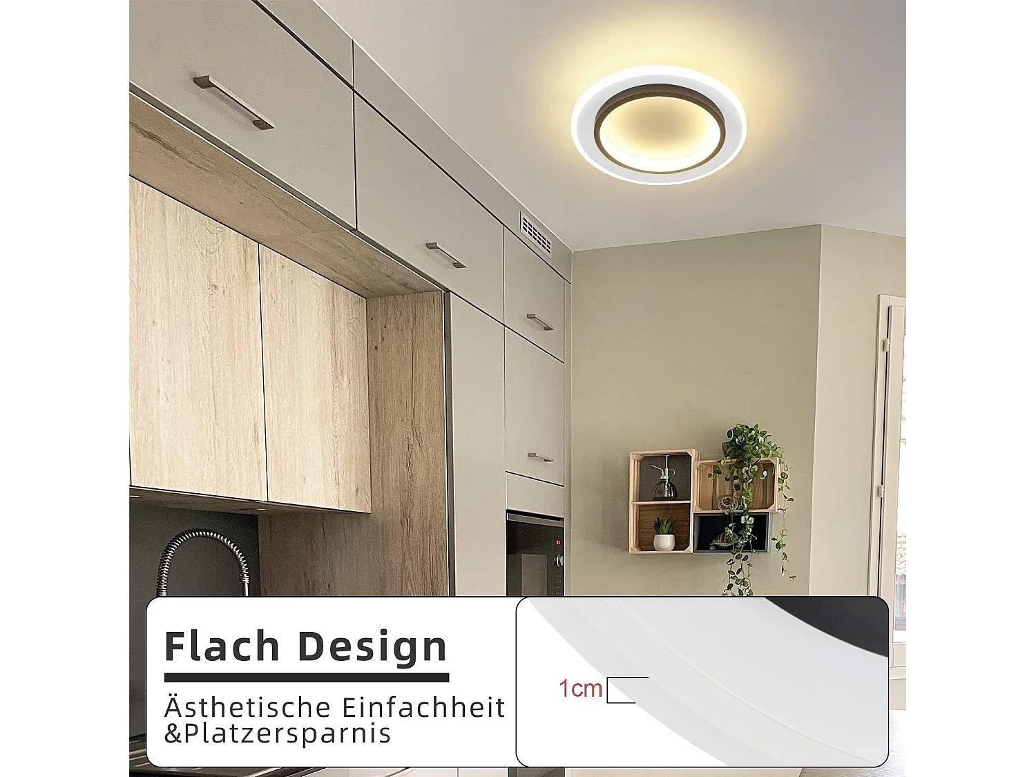 NETTLIFE Plafondlamp LED - rond - Wit en Zwart - 23.5cm - 3000K Warm Wit Licht - Moderne Slaapkamerverlichting - voor Keuken | Woonkamer | Hotel - 14W