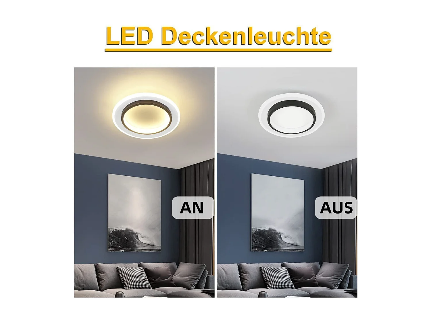 NETTLIFE Plafonnier LED Blanc 14W Rond lampe de couloir 3000K blanc chaud design moderne lampe de couloir plafonnier 23,5cm pour cuisine salon