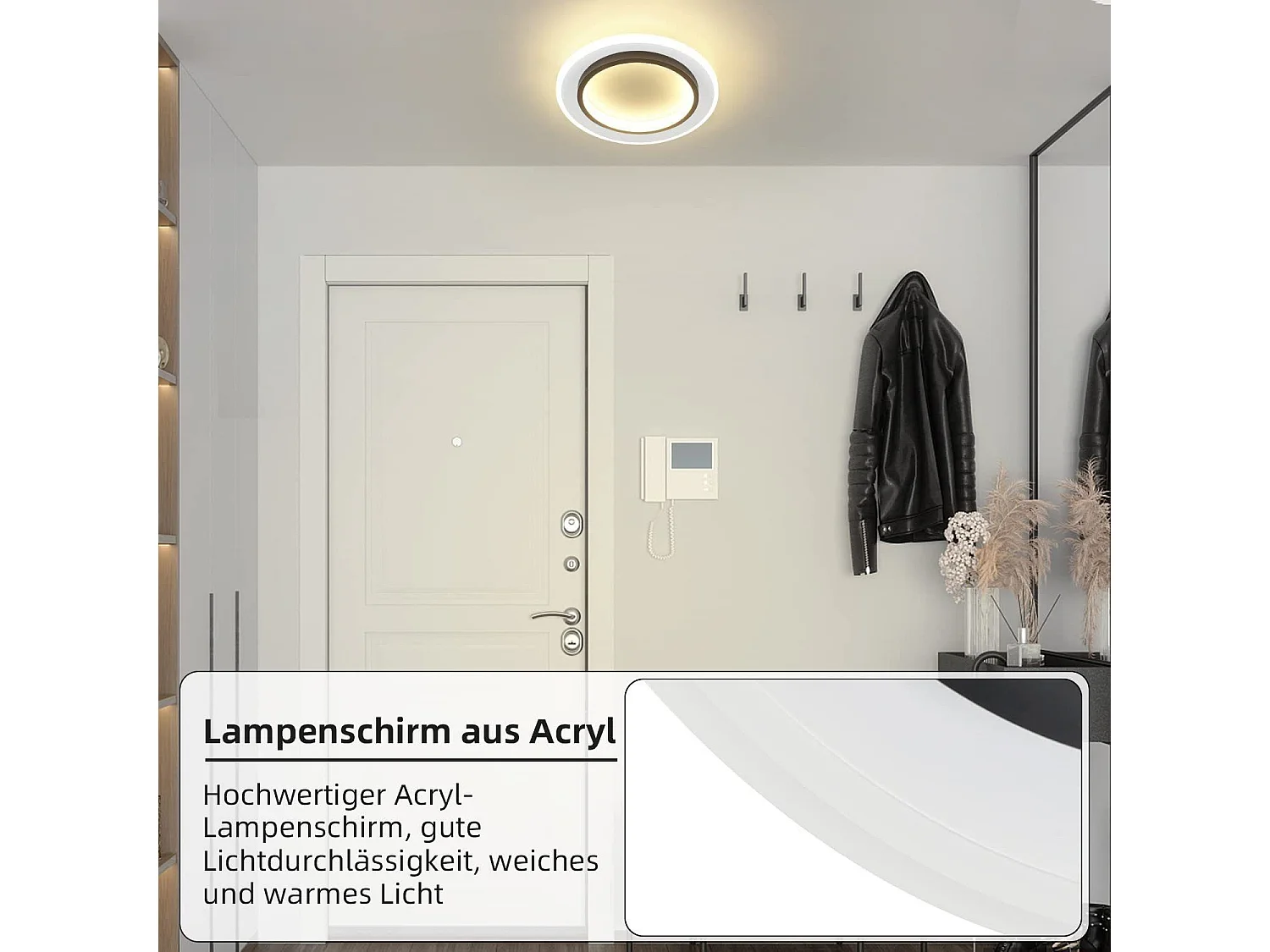 NETTLIFE Plafondlamp LED - rond - Wit en Zwart - 23.5cm - 3000K Warm Wit Licht - Moderne Slaapkamerverlichting - voor Keuken | Woonkamer | Hotel - 14W