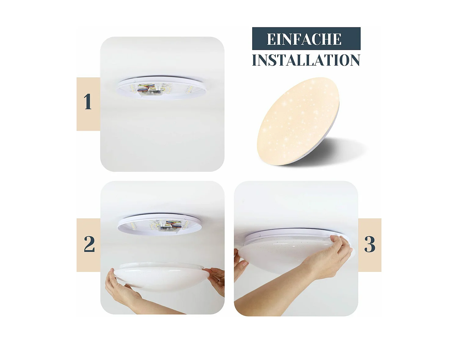 NETTLIFE LED Plafondlamp wit rond 3000K warm wit keukenlamp sterrenhemel kinderkamer lamp 25cm 12W plafondverlichting voor kinderkamer | woonkamer | hal