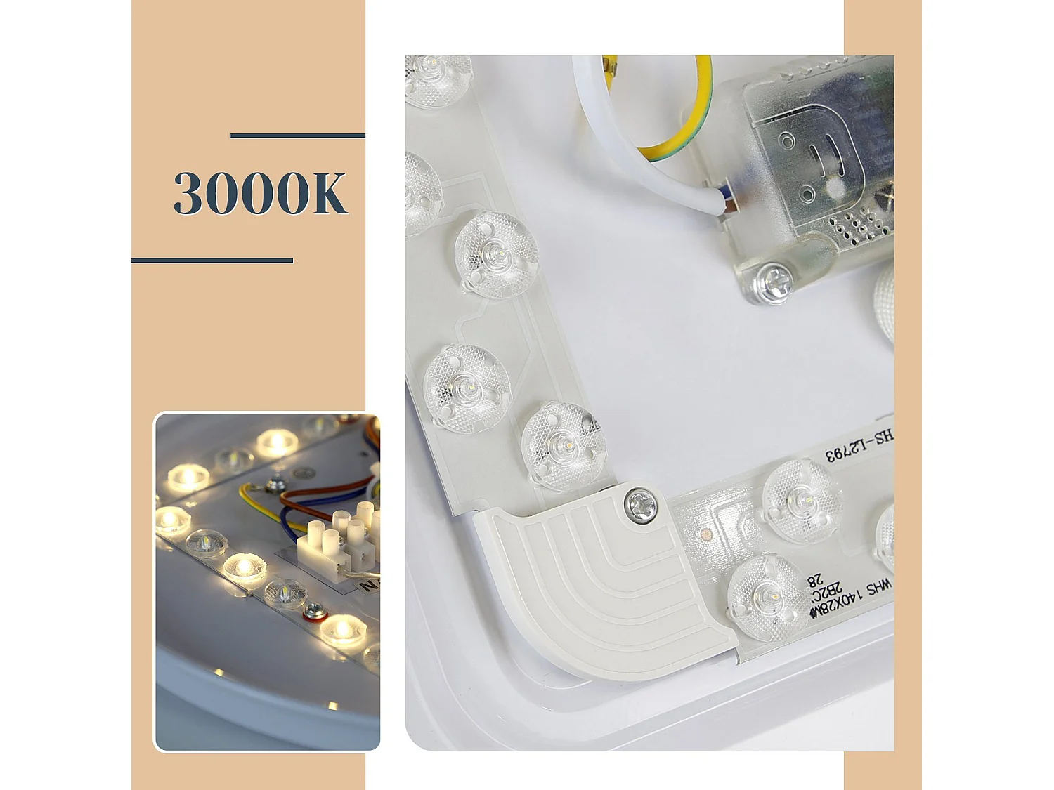 NETTLIFE Plafonnier LED 12 W 25 cm 3000 K Lampe de Lampe de Cuisine Ciel étoilé Blanc Chaud Rond pour Couloir Chambre