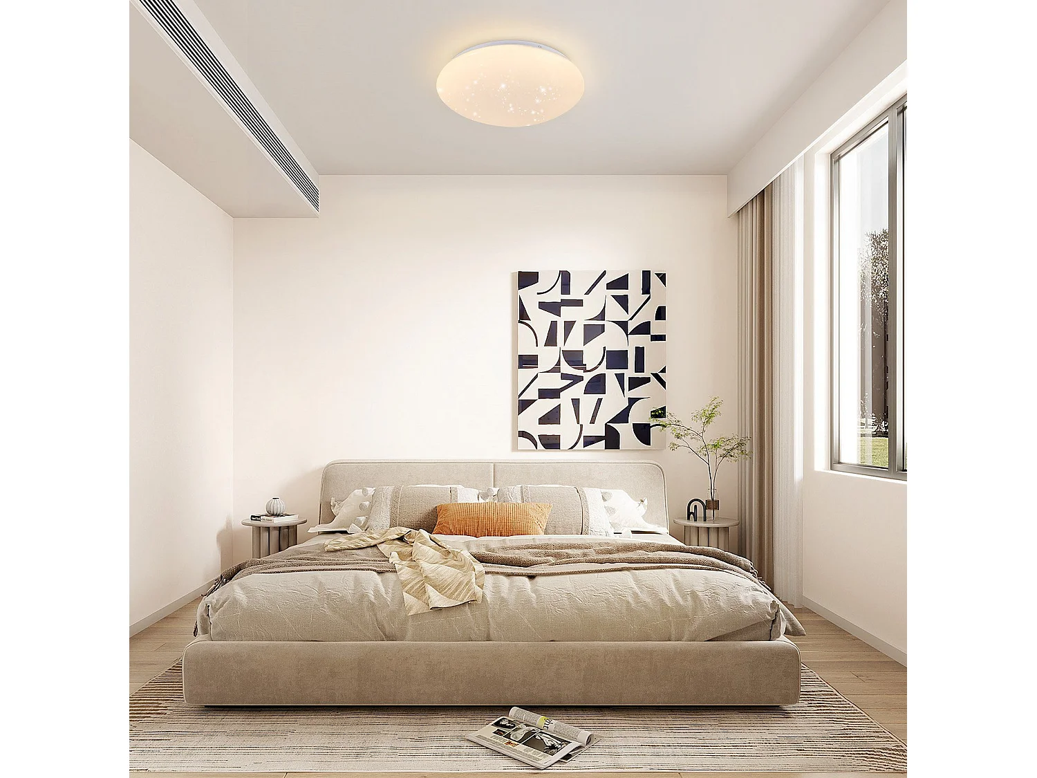 LED Deckenleuchte 12w 25 Cm 3000k Sternenhimmel Warmweiß Rund Für Flur Schlafzimmer