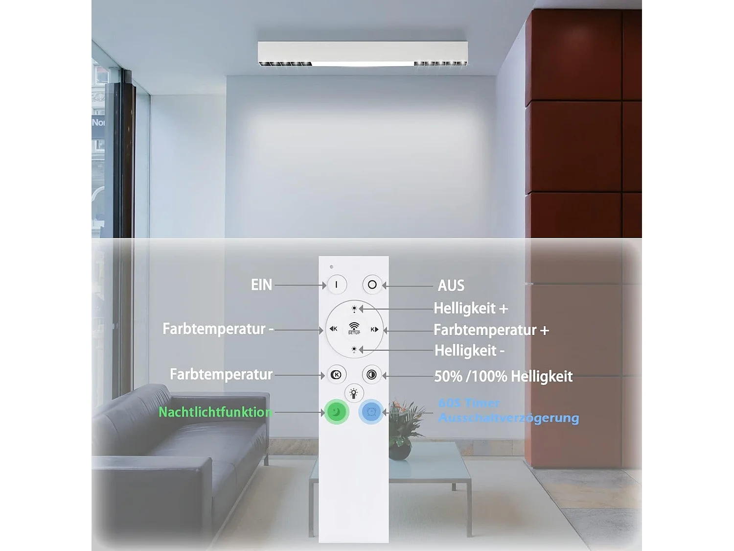 NETTLIFE Plafonnier LED Blanc Moderne 17W Dimmable avec Télécommande 53CM Lampe de Salon pour Bureau Salon Chambre