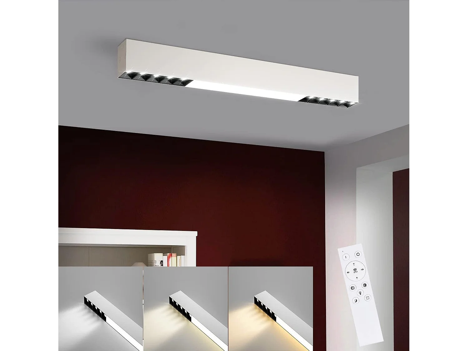 NETTLIFE Plafonnier LED Blanc Moderne 17W Dimmable avec Télécommande 53CM Lampe de Salon pour Bureau Salon Chambre