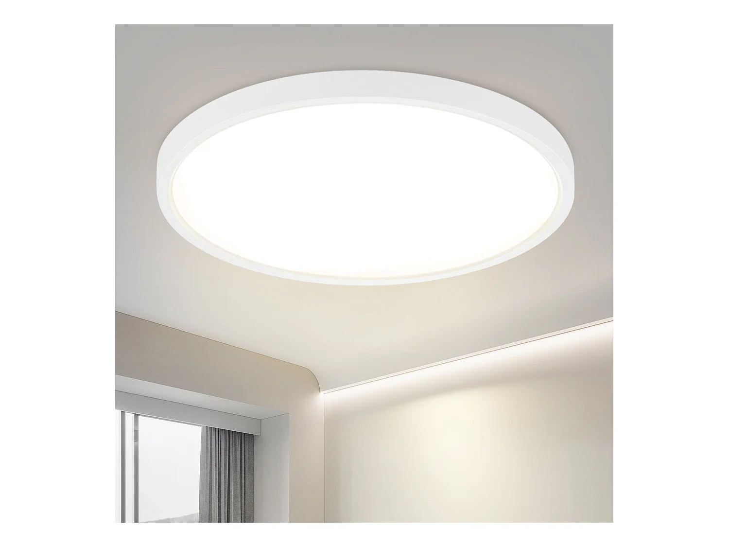 NETTLIFE Plafonnier LED 24W 4000 K 30cm Chambre Plat Diamètre  Lampe de Cuisine Ronde Blanche  Salle de Bain  pour Salle de Bain Couloir