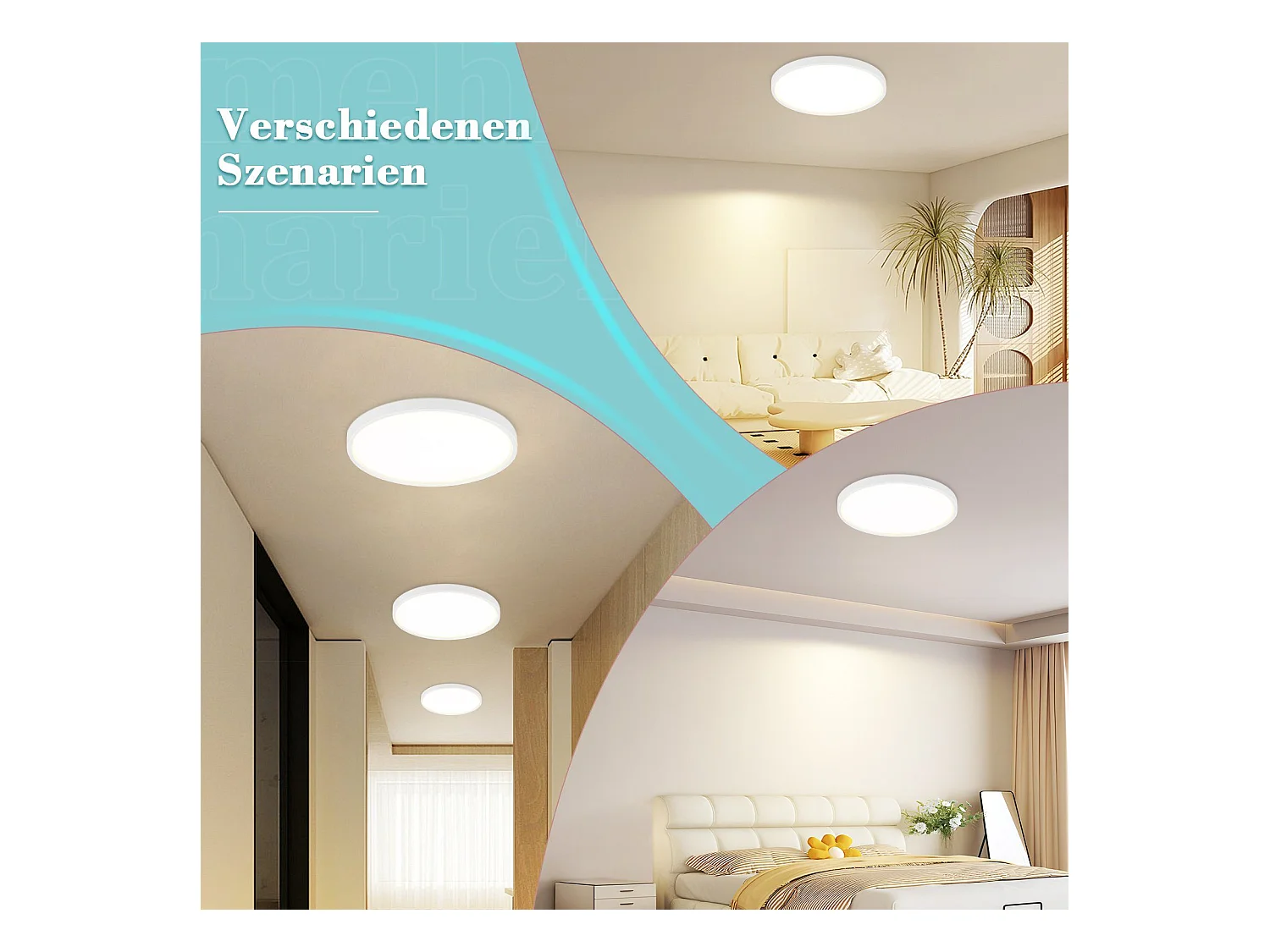 NETTLIFE Plafonnier LED 24W 4000 K 30cm Chambre Plat Diamètre  Lampe de Cuisine Ronde Blanche  Salle de Bain  pour Salle de Bain Couloir