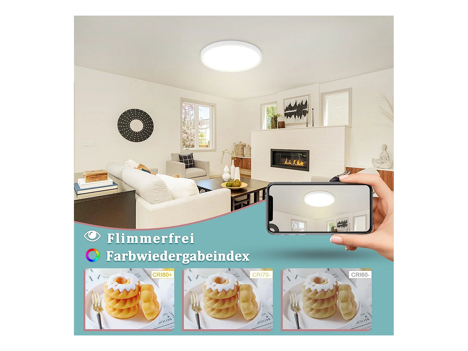 NETTLIFE Plafonnier LED 24W 4000 K 30cm Chambre Plat Diamètre  Lampe de Cuisine Ronde Blanche  Salle de Bain  pour Salle de Bain Couloir