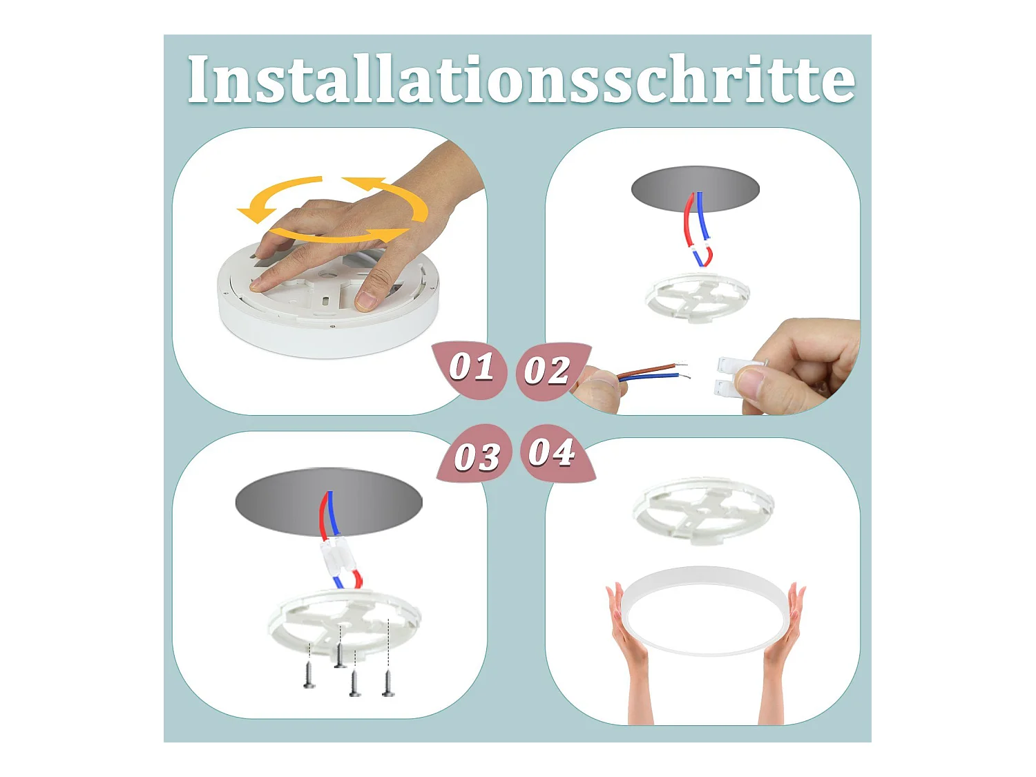 NETTLIFE Plafonnier LED 24W 4000 K 30cm Chambre Plat Diamètre  Lampe de Cuisine Ronde Blanche  Salle de Bain  pour Salle de Bain Couloir