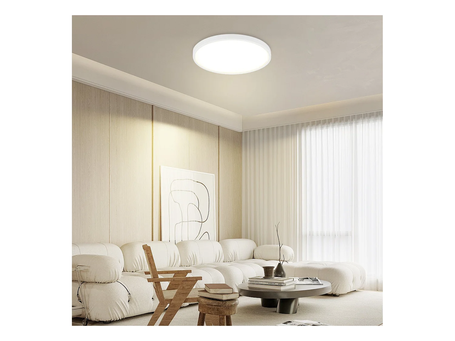 NETTLIFE Plafonnier LED 24W 4000 K 30cm Chambre Plat Diamètre  Lampe de Cuisine Ronde Blanche  Salle de Bain  pour Salle de Bain Couloir