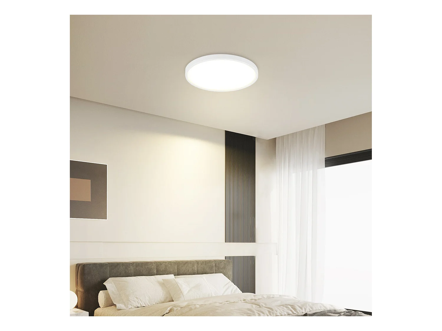 NETTLIFE Plafonnier LED 24W 4000 K 30cm Chambre Plat Diamètre  Lampe de Cuisine Ronde Blanche  Salle de Bain  pour Salle de Bain Couloir