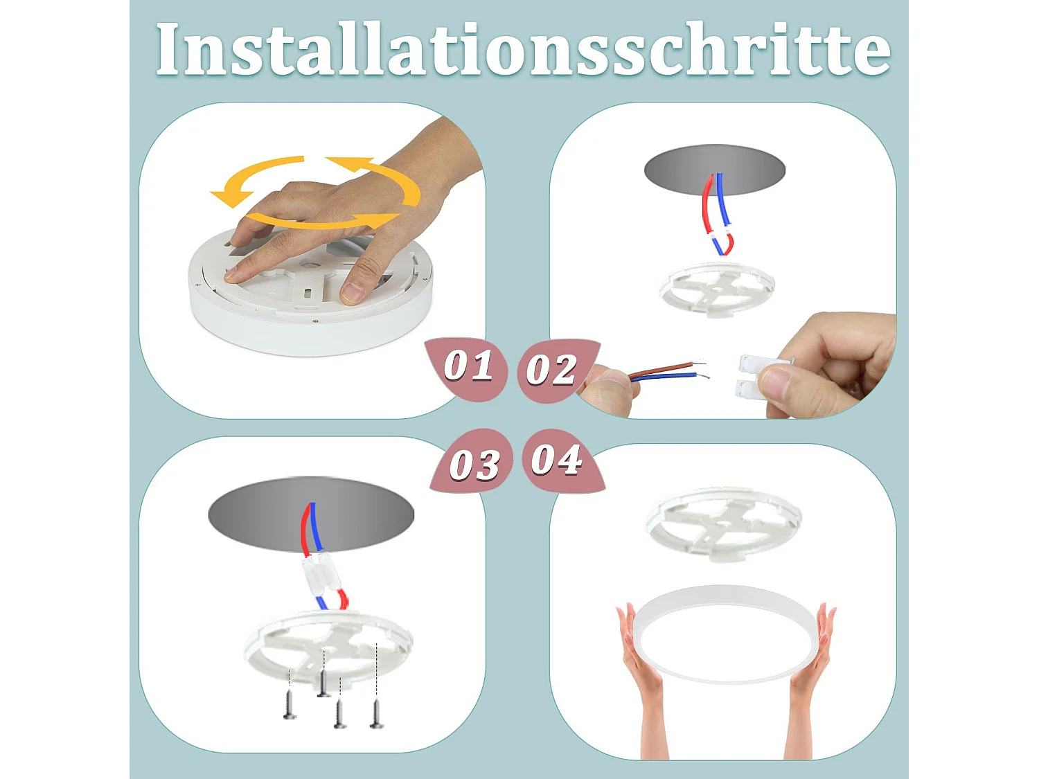 NETTLIFE Plafonnier LED 24W 4000 K 30cm Chambre Plat Diamètre  Lampe de Cuisine Ronde Blanche  Salle de Bain  pour Salle de Bain Couloir