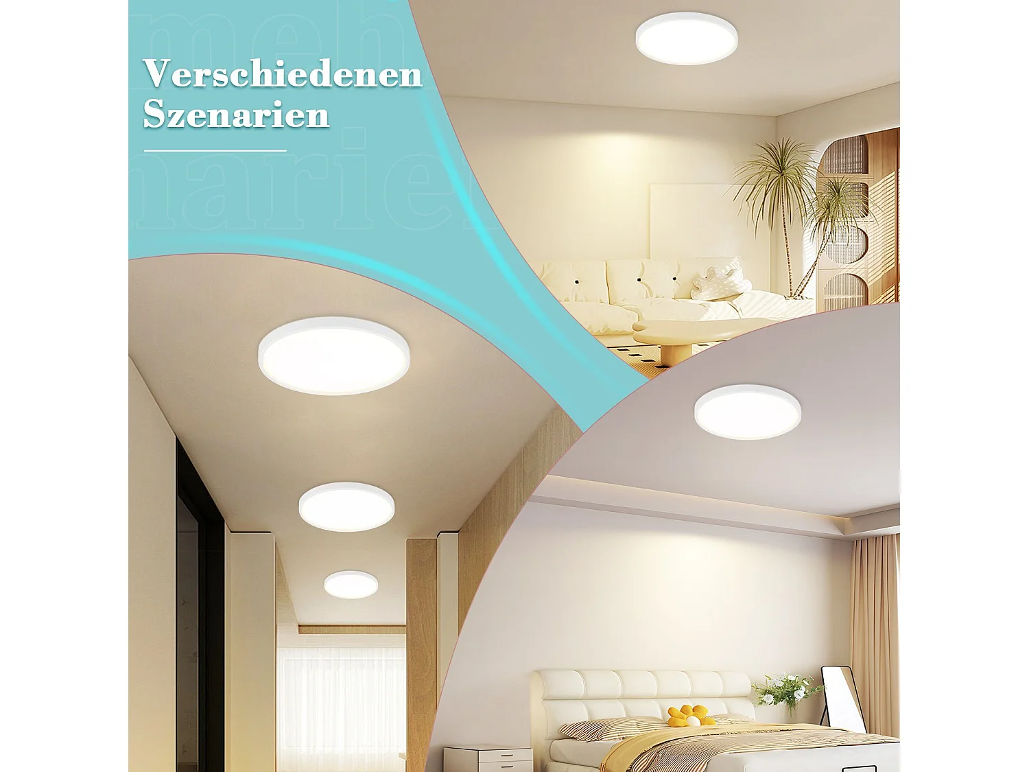 NETTLIFE Lámpara de Techo LED 24W 4000K 30cm Dormitorio Diámetro Plano Lámpara Redonda Blanca para Cocina Baño Pasillo