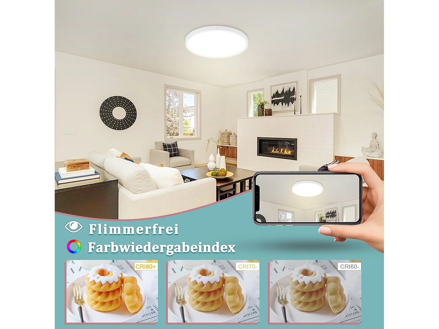 NETTLIFE Lámpara de Techo LED 24W 4000K 30cm Dormitorio Diámetro Plano Lámpara Redonda Blanca para Cocina Baño Pasillo