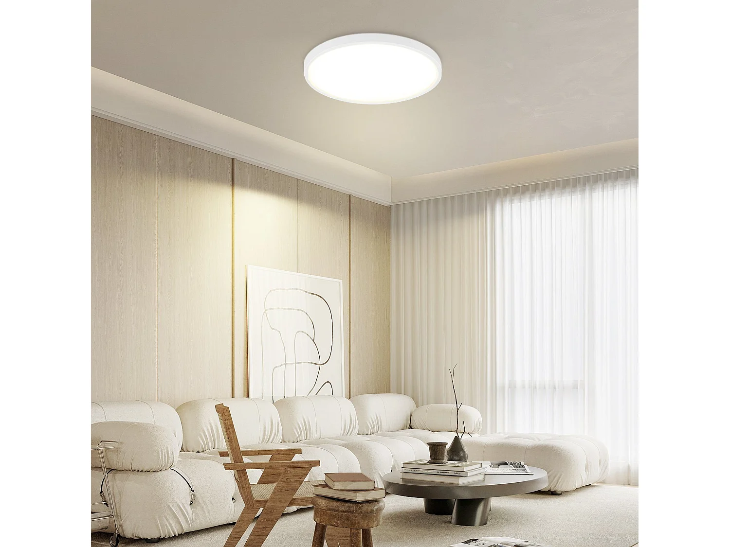 NETTLIFE Lámpara de Techo LED 24W 4000K 30cm Dormitorio Diámetro Plano Lámpara Redonda Blanca para Cocina Baño Pasillo