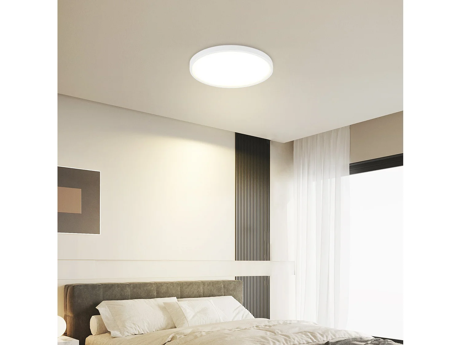 NETTLIFE Lámpara de Techo LED 24W 4000K 30cm Dormitorio Diámetro Plano Lámpara Redonda Blanca para Cocina Baño Pasillo