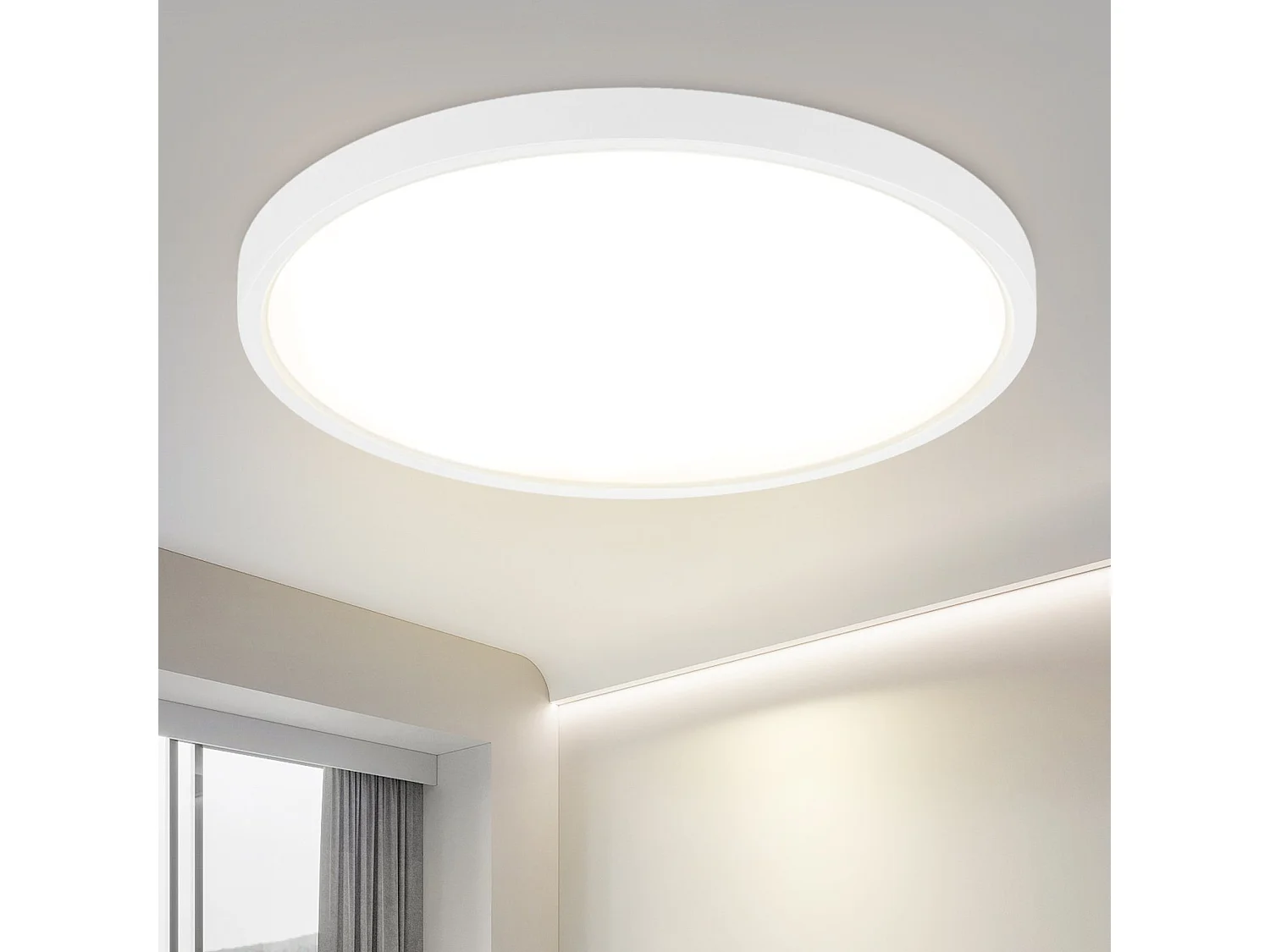 NETTLIFE Plafonnier LED 24W 4000 K 30cm Chambre Plat Diamètre  Lampe de Cuisine Ronde Blanche  Salle de Bain  pour Salle de Bain Couloir