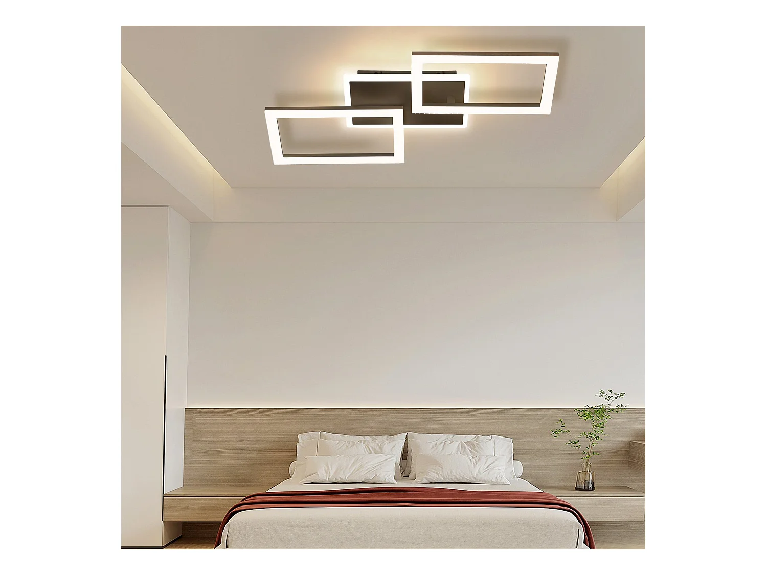 NETTLIFE Plafonnier LED 3000K-6500K, 46W Noir Dimmable Moderne avec Télécommande Éclairage de Plafond Lampe de Cuisine pour Chambre Bureau Couloir