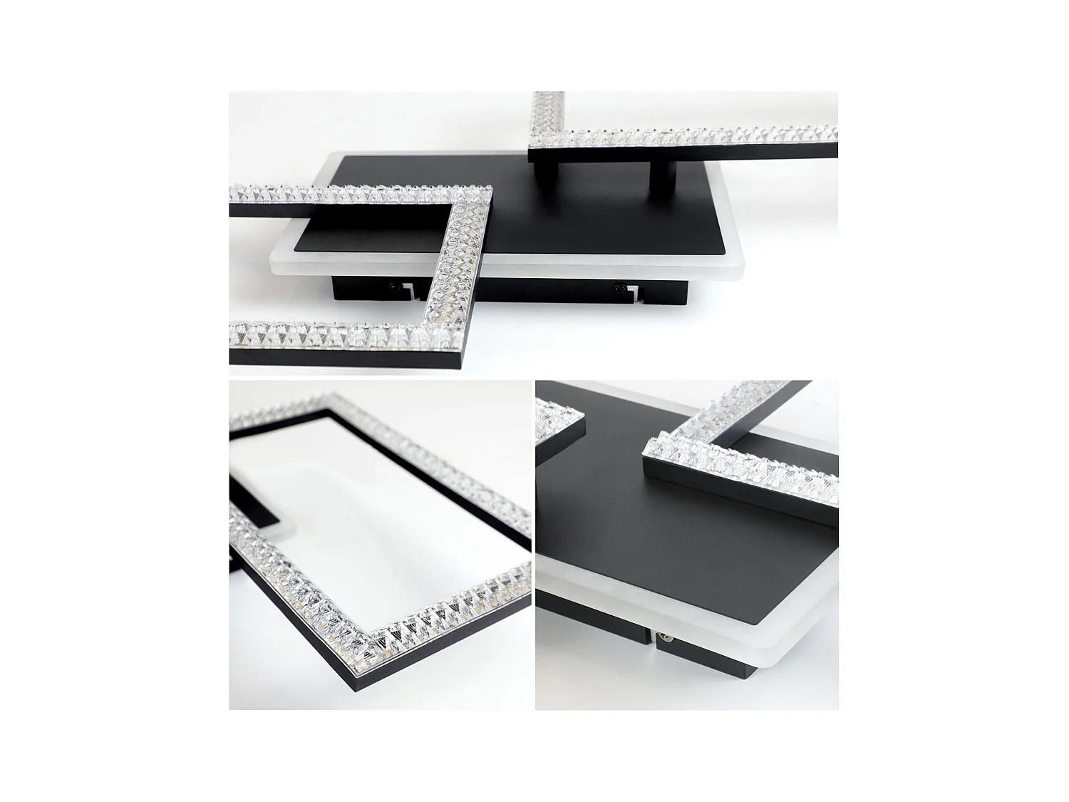 NETTLIFE Plafonnier LED 3000K-6500K, 46W Noir Dimmable Moderne avec Télécommande Éclairage de Plafond Lampe de Cuisine pour Chambre Bureau Couloir