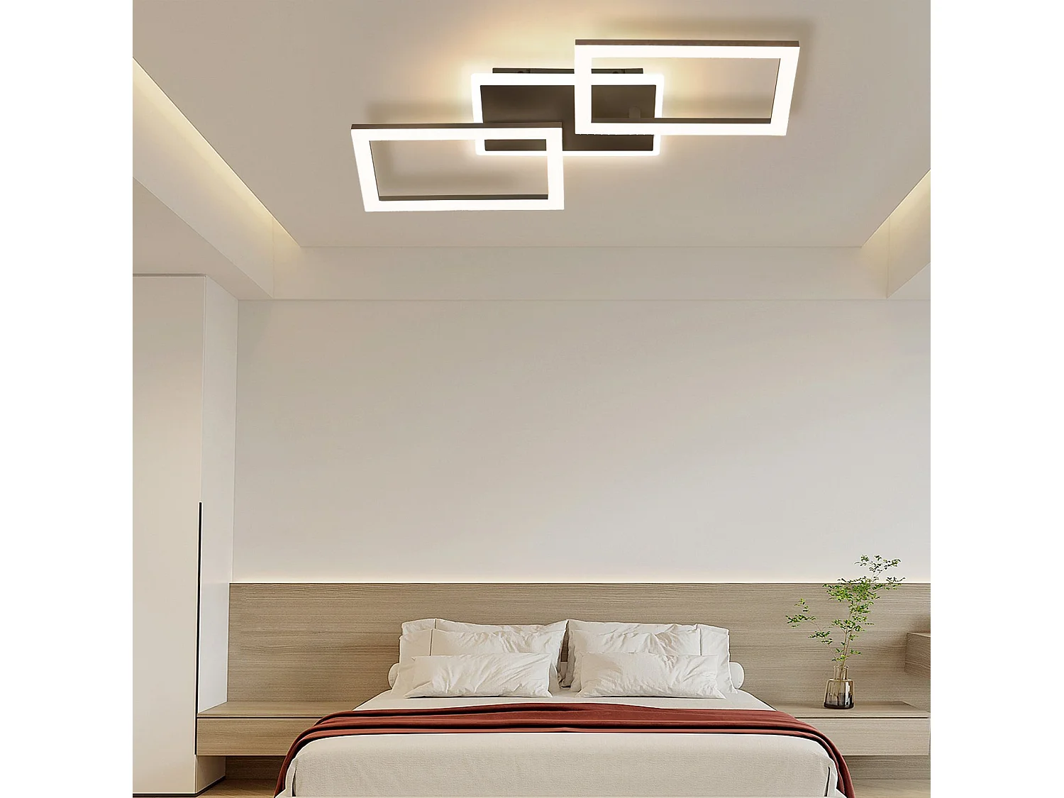 NETTLIFE Plafonnier LED 3000K-6500K, 46W Noir Dimmable Moderne avec Télécommande Éclairage de Plafond Lampe de Cuisine pour Chambre Bureau Couloir