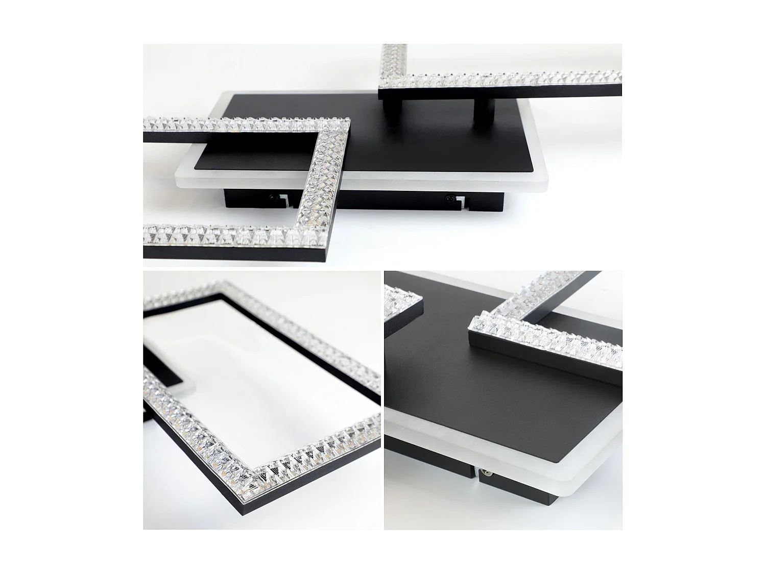 NETTLIFE Plafonnier LED 3000K-6500K, 46W Noir Dimmable Moderne avec Télécommande Éclairage de Plafond Lampe de Cuisine pour Chambre Bureau Couloir