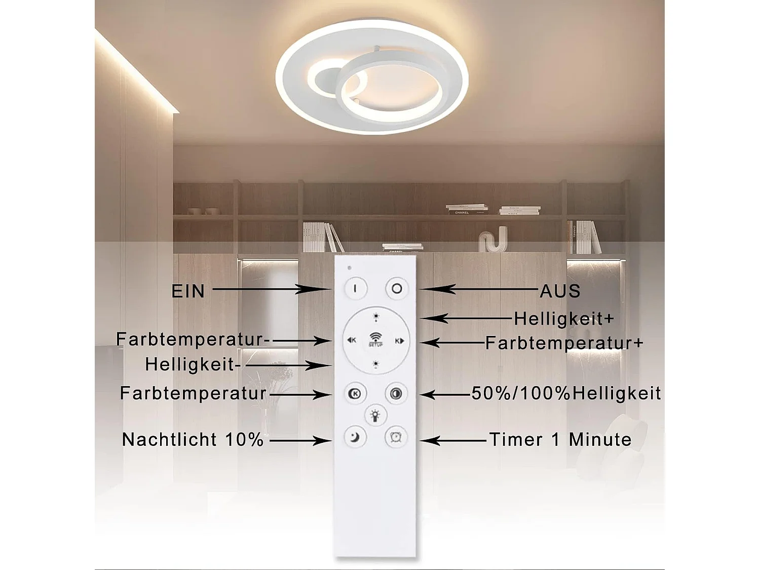 NETTLIFE lampa sufitowa LED salon nowoczesna lampa 33W lampa ściemnialna z pilotem okrągła designerska lampa do przedpokoju do sypialni kuchnia