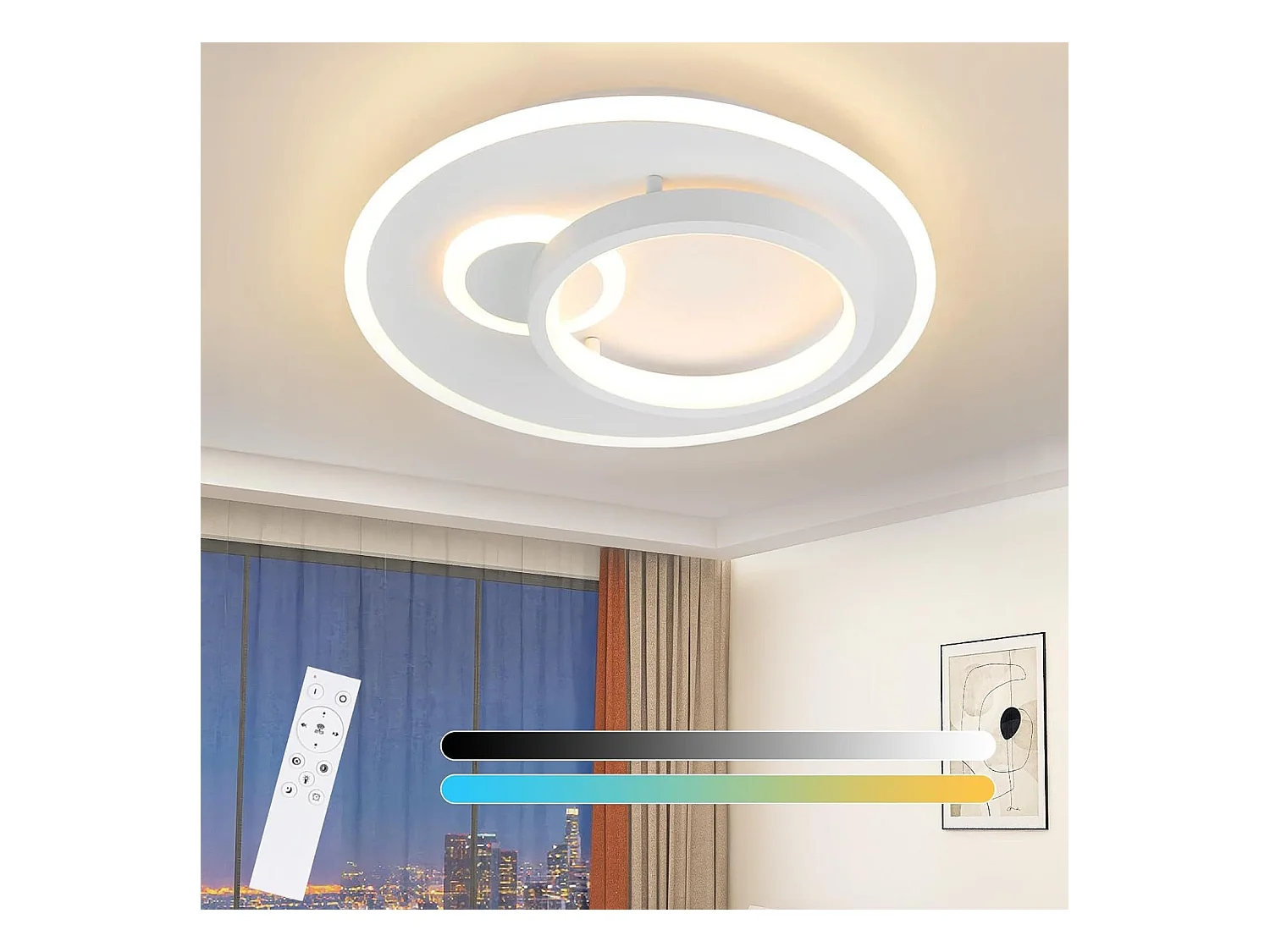 NETTLIFE Plafonnier LED Salon Lampe Moderne 33W Lampe à Intensité Variable avec Télécommande Lampe de Couloir Ronde Design pour Chambre Cuisine