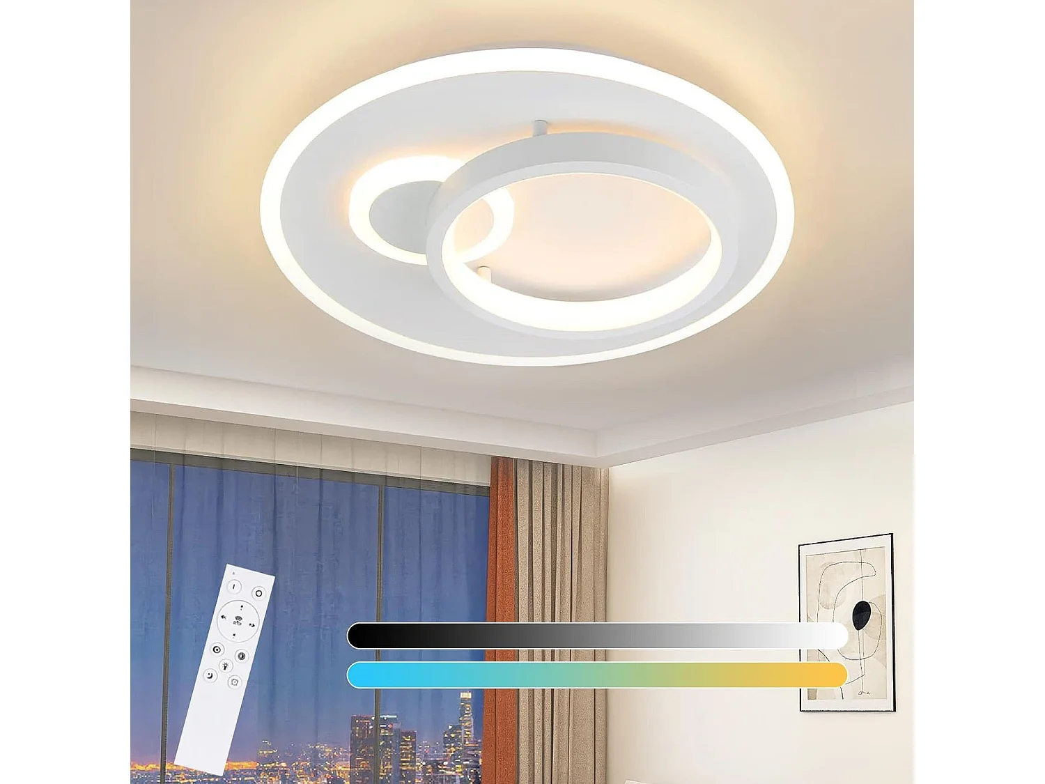 NETTLIFE Plafonnier LED Salon Lampe Moderne 33W Lampe à Intensité Variable avec Télécommande Lampe de Couloir Ronde Design pour Chambre Cuisine