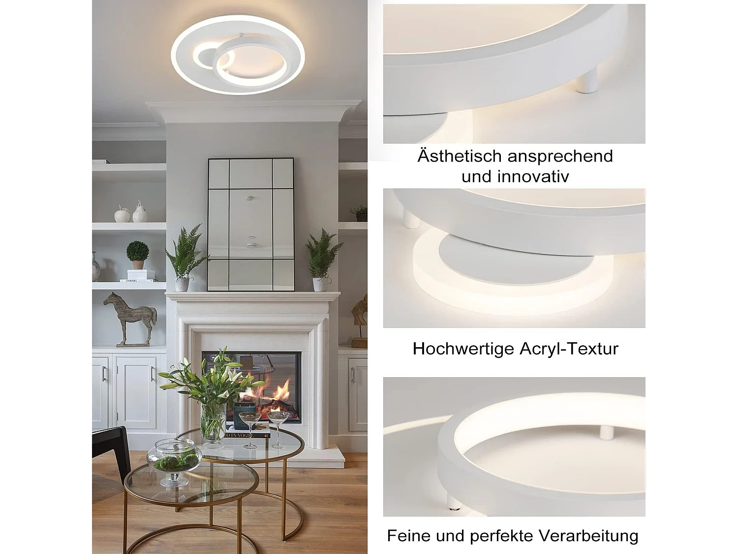 NETTLIFE Lámpara de Techo LED Lámpara Moderna para  Lámpara Regulable de 33 W con Control Remoto Lámpara Redonda de de Diseño para Dormitorio