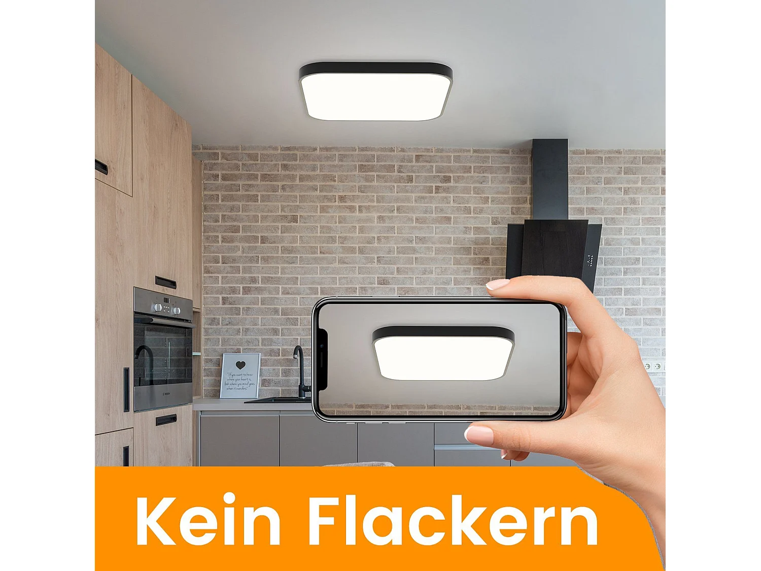 NETTLIFE Plafondlamp - LED - Ø 27 cm - Zwart plafonniére - 15W - Dimbaar - 3000-6500K - rechthoek