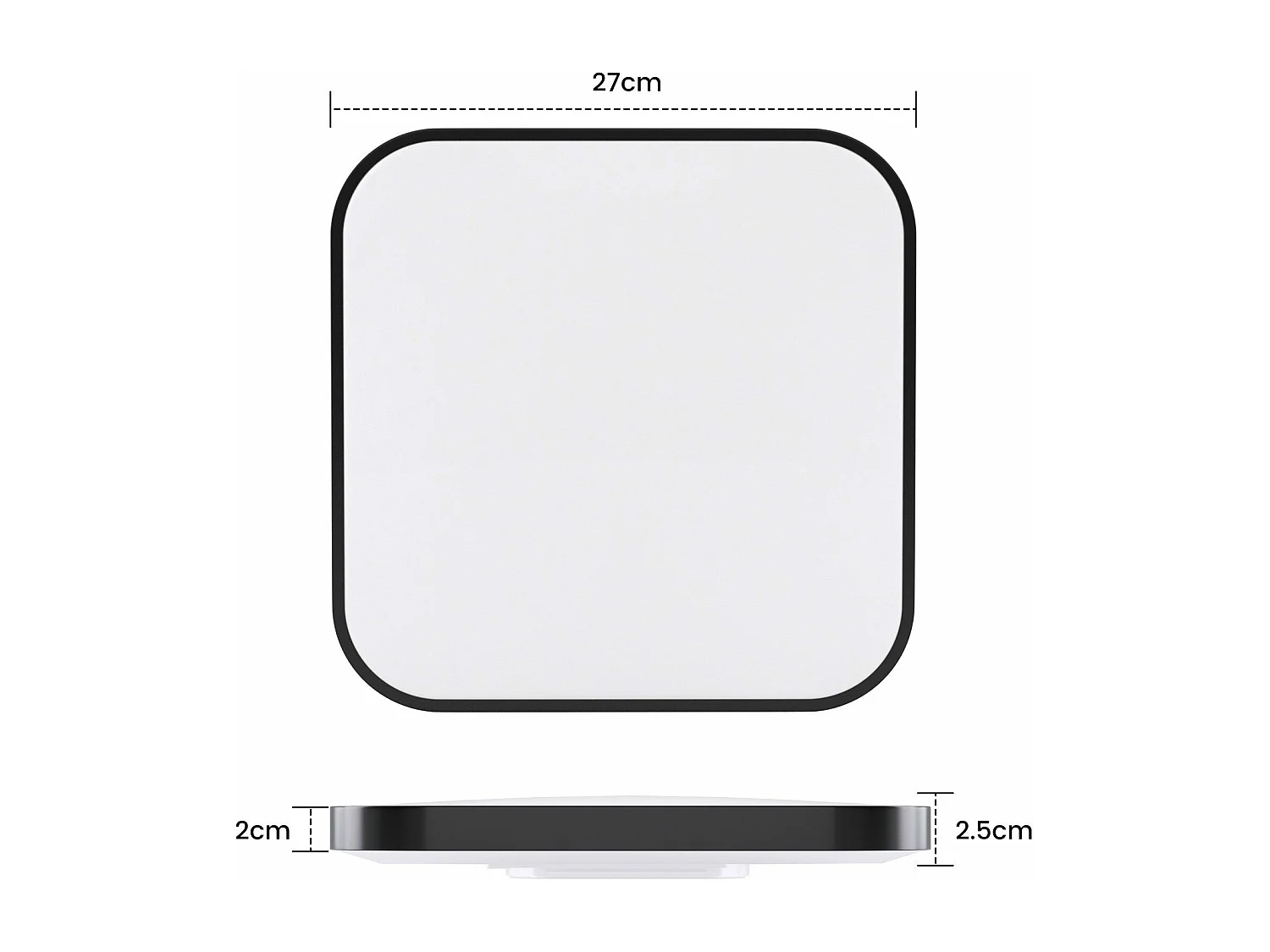 NETTLIFE Plafonnier LED IP44 Noir 27 cm 15 W Chambre Cuisine Dimmable avec Télécommande Salle de Bain Carrée pour Couloir