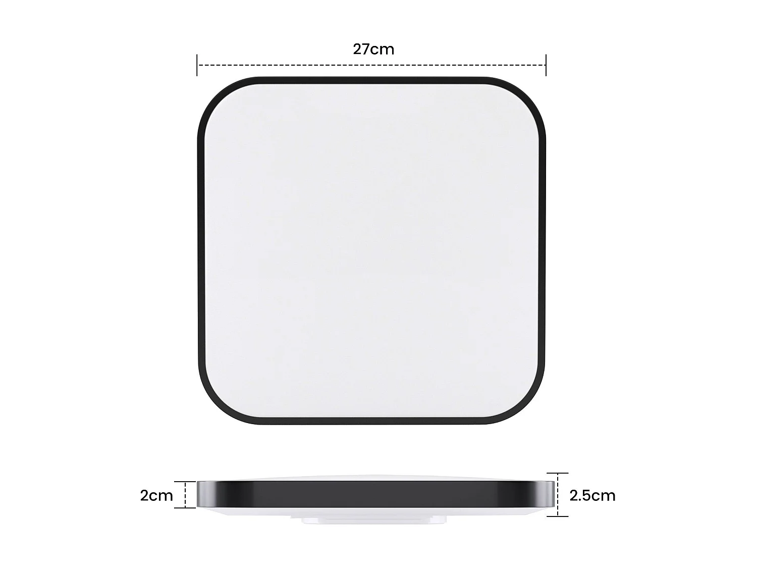 NETTLIFE Plafonnier LED IP44 Noir 27 cm 15 W Chambre Cuisine Dimmable avec Télécommande Salle de Bain Carrée pour Couloir