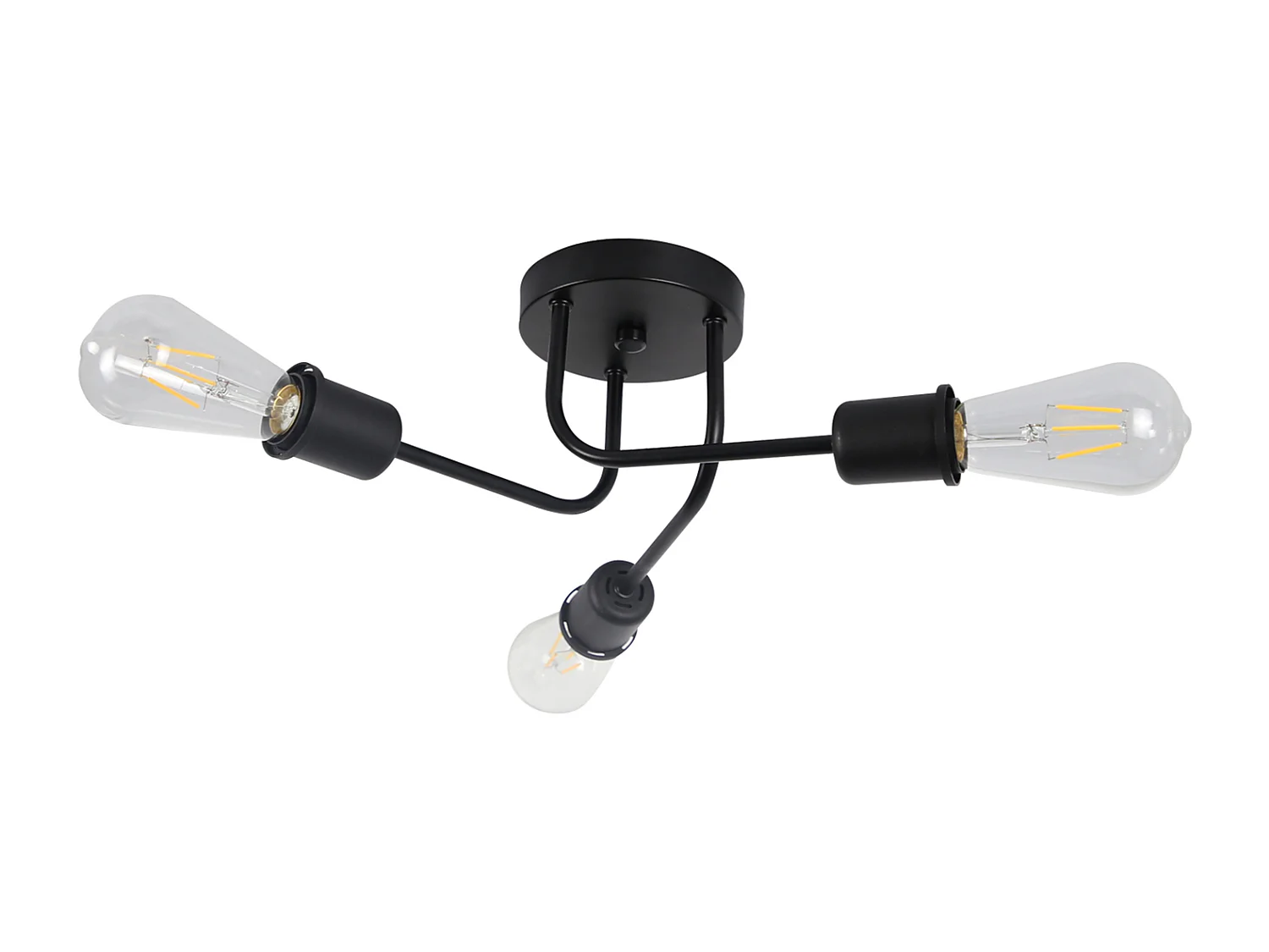 NETTLIFE Plafonnier 3 Spots noir Max.25W E27 vintage pour salon chambre salle à manger style rustique industriel sans ampoule