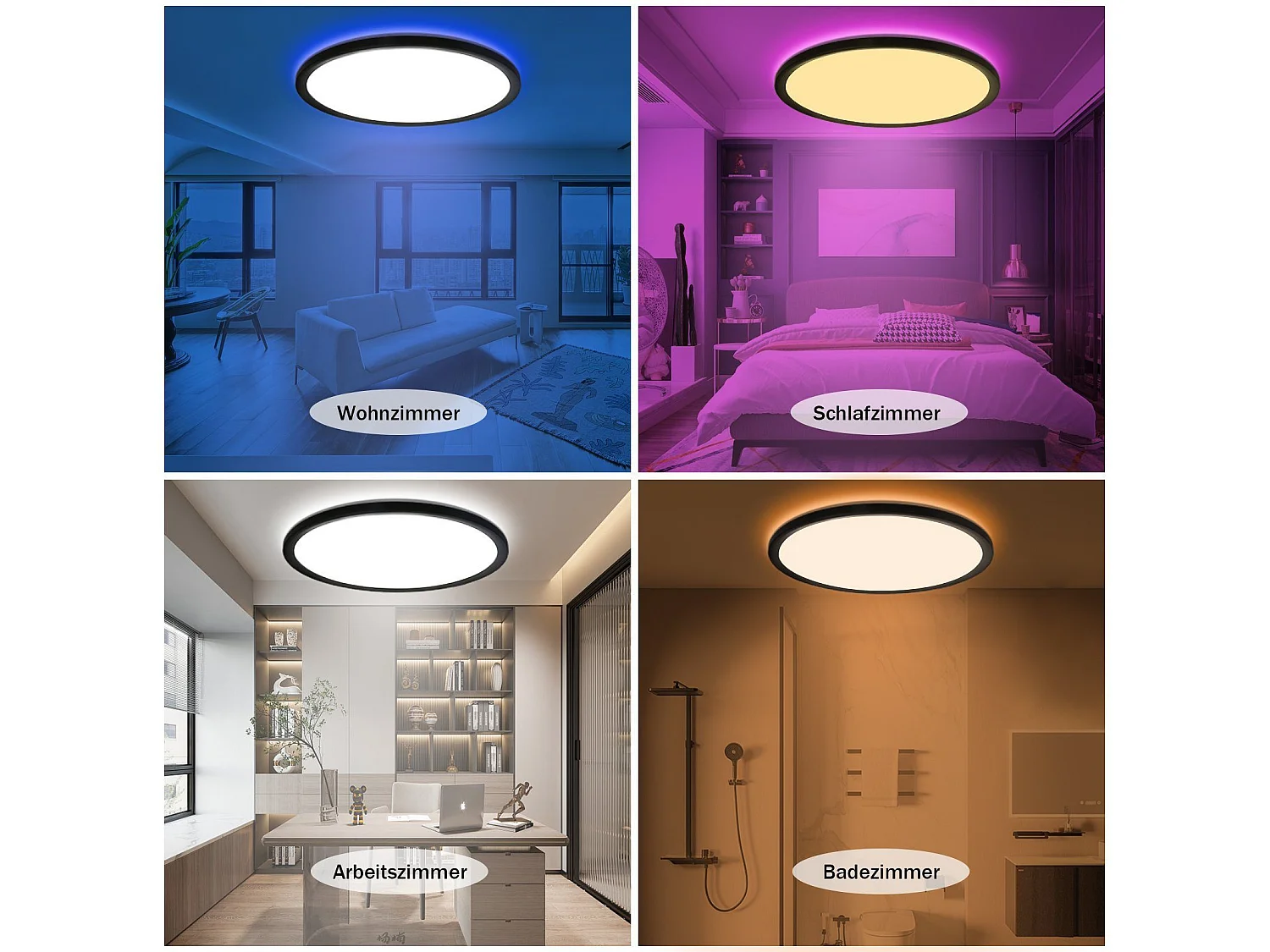 NETTLIFE  kleurveranderende LED-plafondlamp met dimbare afstandsbediening, diameter 30 cm voor slaapkamer, badkamer, gang