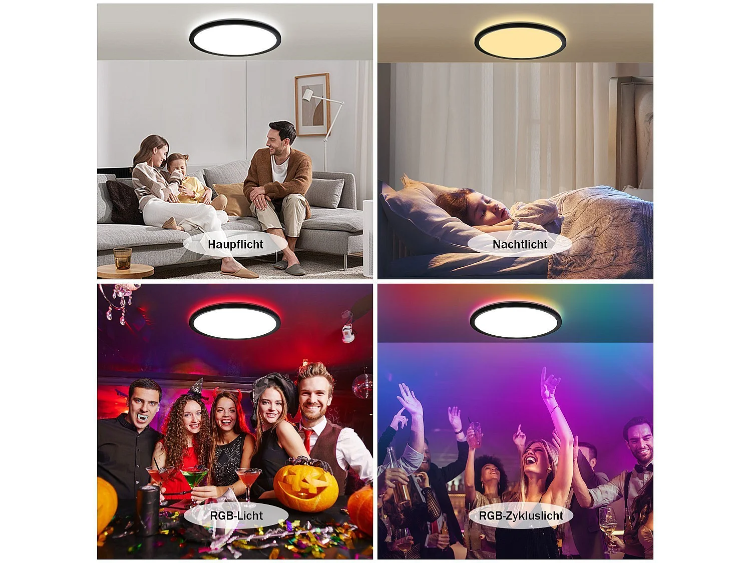 NETTLIFE Plafonnier LED à couleur changeante  avec télécommande à intensité variable Diamètre 30 cm pour chambre à coucher, salle de bain, couloir