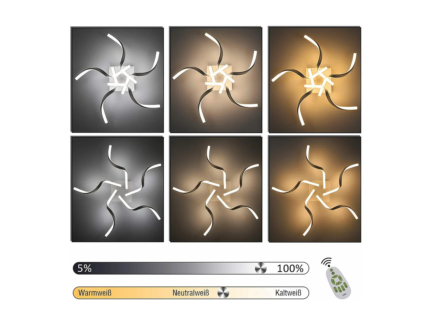 NETTLIFE LED - weißes, modernes, dimmbares Deckenlicht, 65 cm, Wellenförmiges Design, Schlafzimmerlampe, 48 W, für Wohnzimmer, Küche, Büro und Flur.